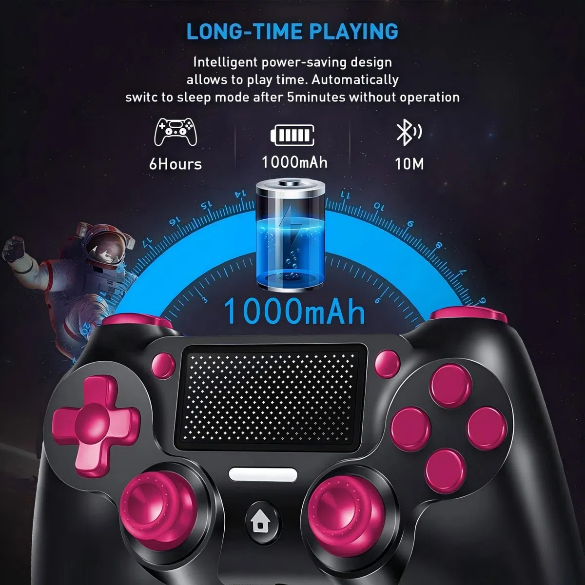 Mando Inalámbrico para PS4, Joystick Controlador para PS4/Slim/Pro/PC, con Vibración y Seis Ejes, Clavija de Audio, Panel Táctil, Mando para PS4