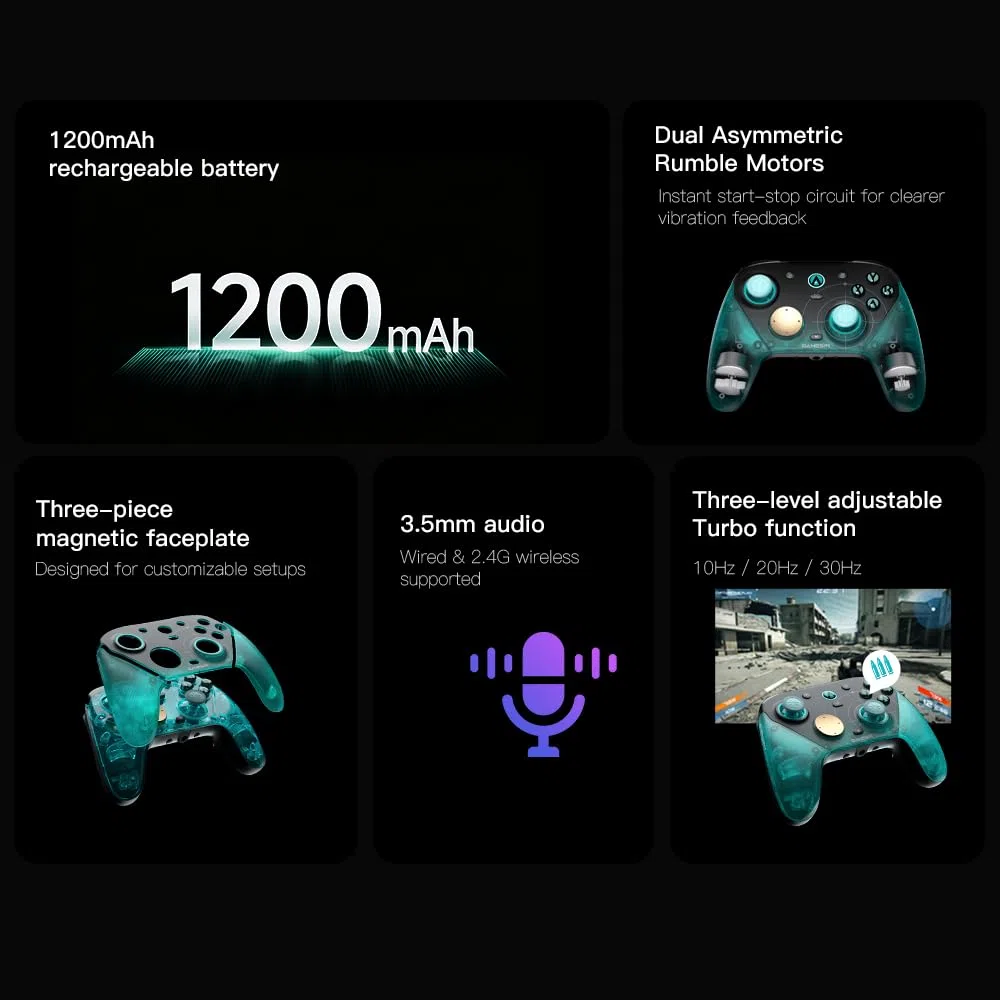 GameSir G7 Pro 8K PC Mando Inalámbrico Esports - Frecuencia 8000Hz, Sticks Mag-Res TMR Gen-2, Botones Macro, Control de Movimiento, 1 Mes Aimlabs+ gratis - Edición Aimlabs