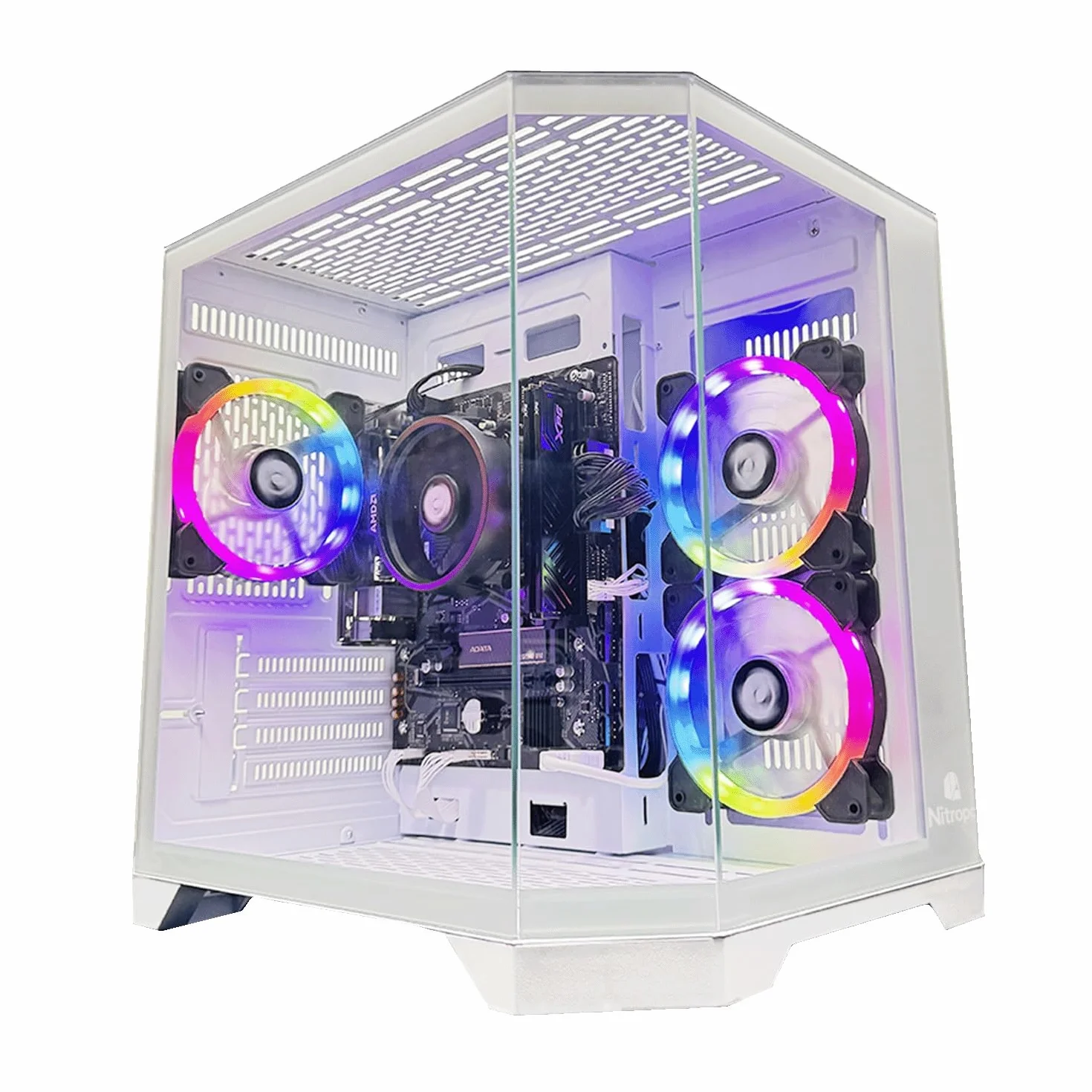 NitroPC - PC Gaming Avanzado (AMD Ryzen 5 3400G 4/8 4.2GHz, RX Vega 11, RAM 16GB, 480GB SSD, Windows 11 Pro, WiFi) Ordenador de sobremesa, PC Gamer (Blanco)