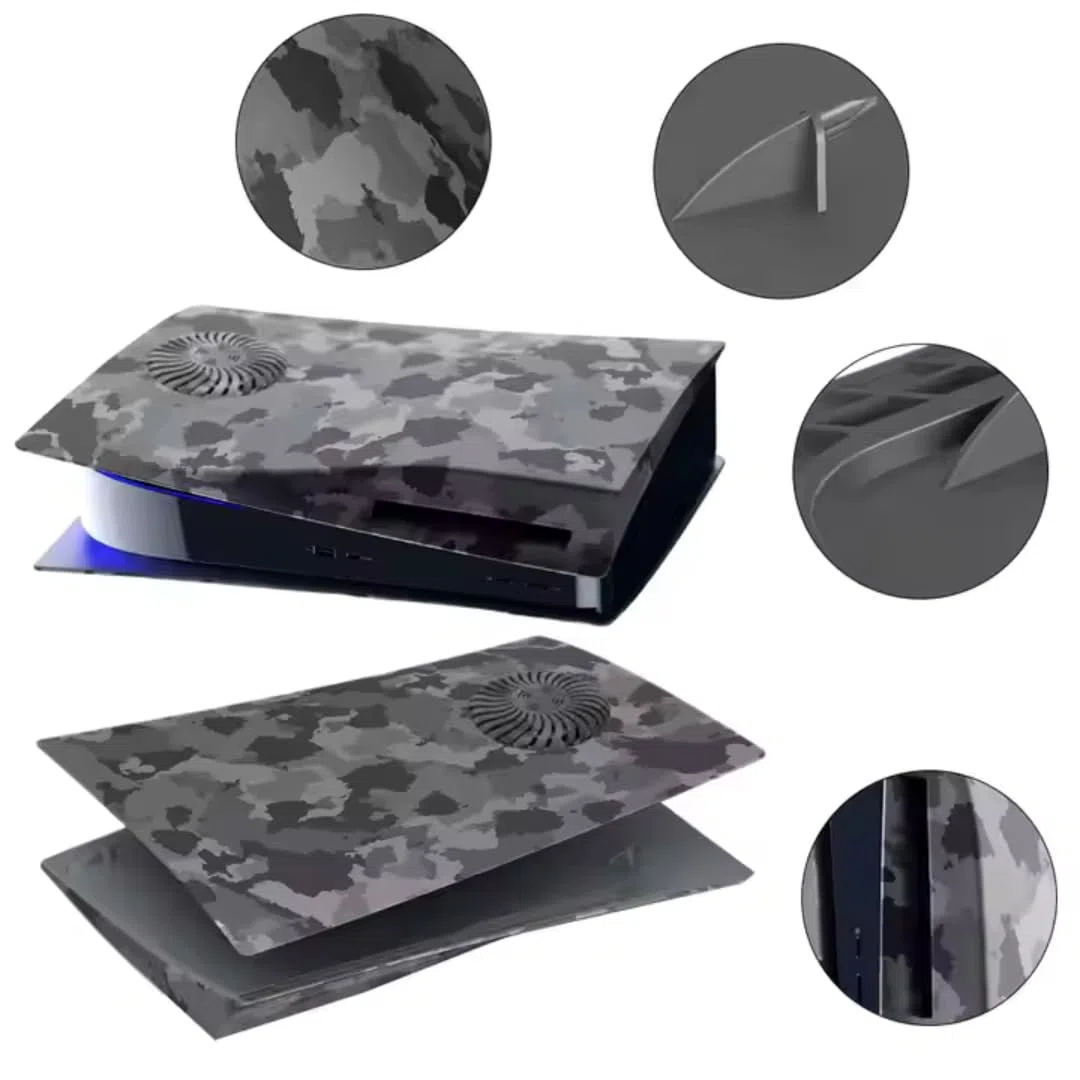 Placa de Camuflaje para PS5 - Carcasa de Reemplazo con Ranura de Ventilación - Fabricada en ABS Resistente - Accesorio Gaming Personalizado para PlayStation 5 (Digital Ve)