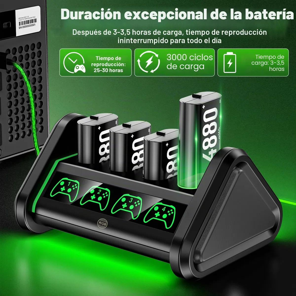 OIVO Baterías para Xbox One/Series X|S/Elite, 4x4880mWh Bateria Mando Xbox, Baterías Recargables para Mandos Xbox, Accesorios para Xbox One/Series X|S