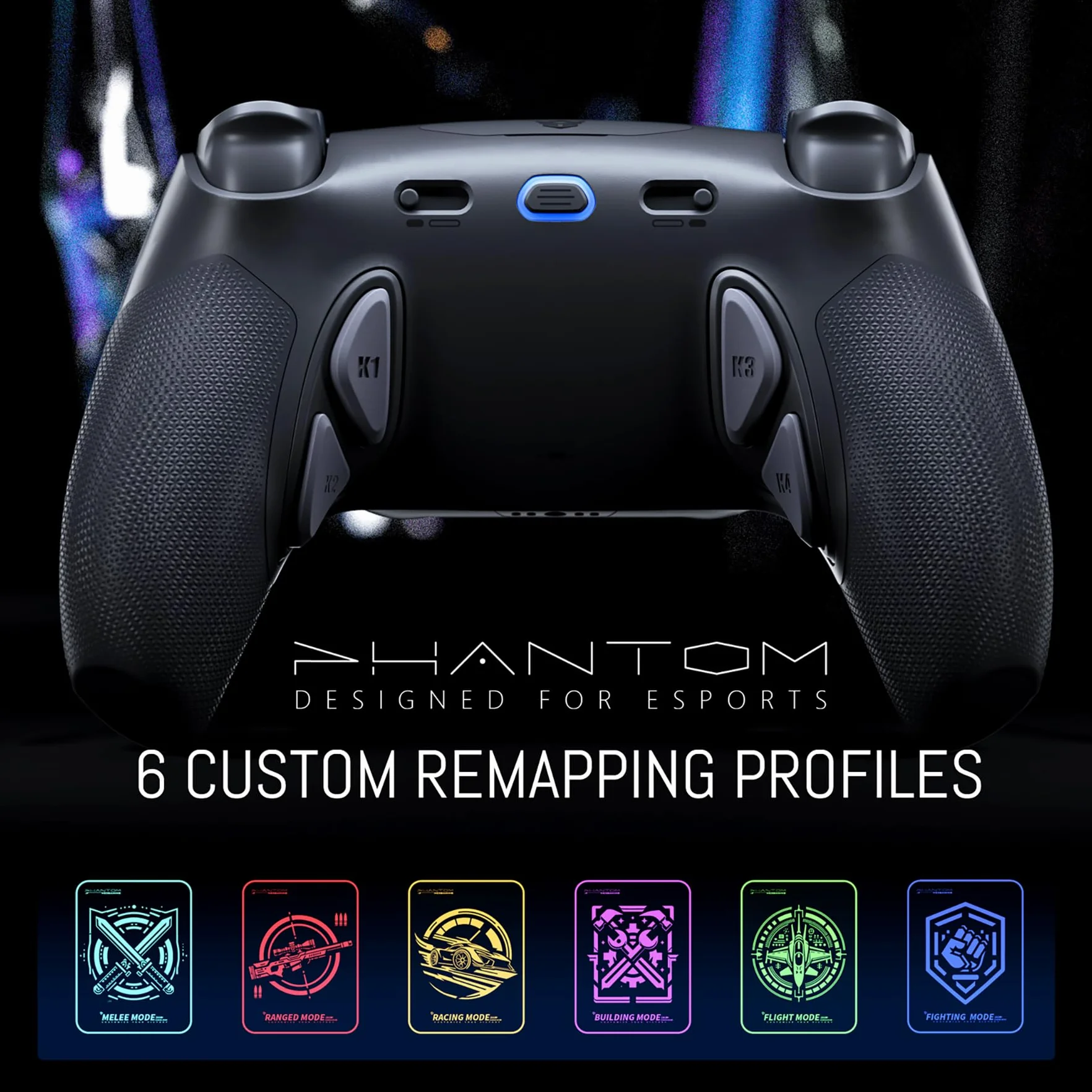 HEXGAMING PHANTOM Pro Juego Controlador para ps5/PC/Móvil, Elite Gamepad con 4 Botones Reasignables/6 Perfiles de Remapeo/8 Palancas/Gatillos para ps5 Juego Adaptable-Efecto Hall(Gris Sombra)