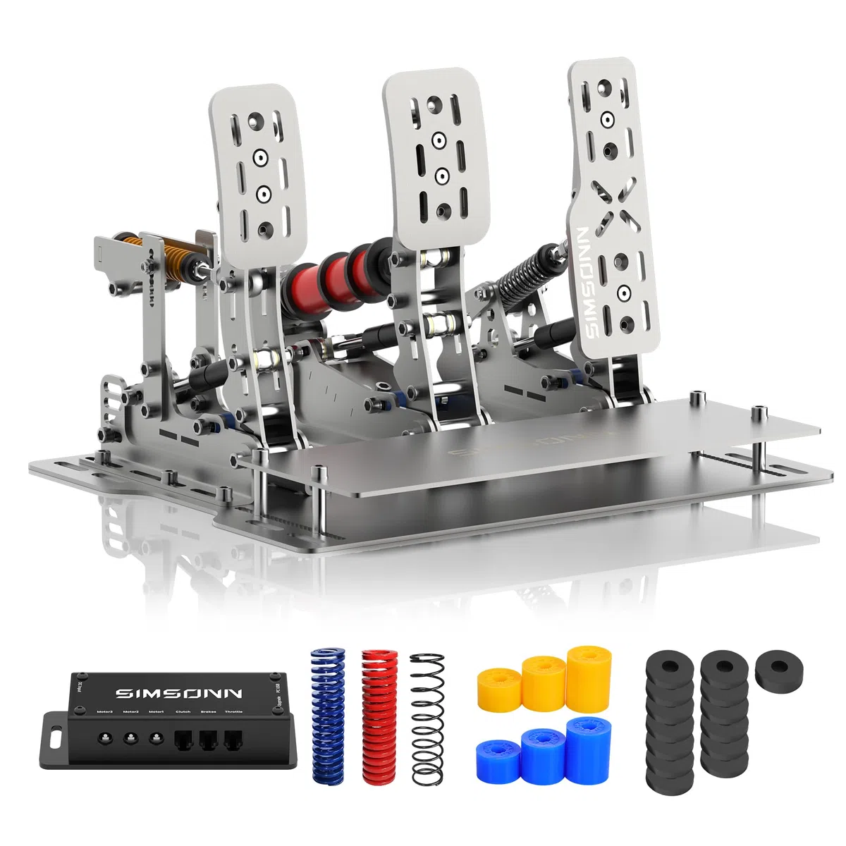 SIMSONN Plus X Sim Racing Pedal, pedales de carreras, simulador de carreras de PC, celda de carga, Pedal hidráulico HE Soporte reactor háptico (Plus X-P3-H3-Plate)