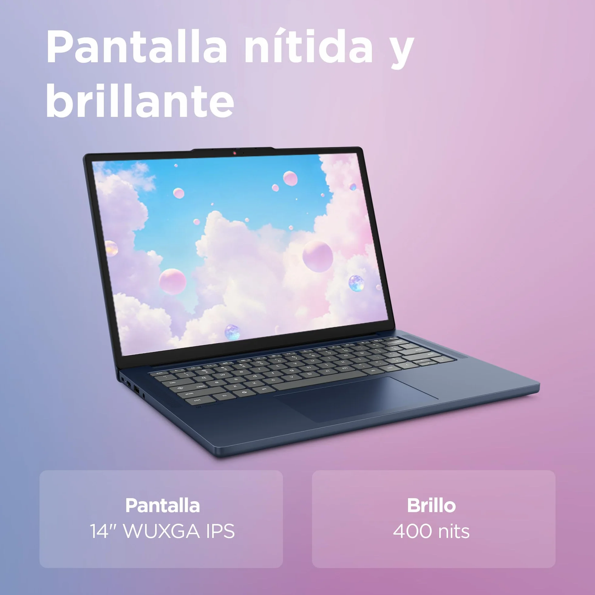 Lenovo Chromebook Gen 11 - Ordenador Portátil 14" WUXGA (MediaTek Kompanio 540, 8 GB RAM, 128 GB UFS 2.2, ChromeOS) QWERTY Español, Azul + 3 Meses Google AI Pro con Gemini Pro y 5TB