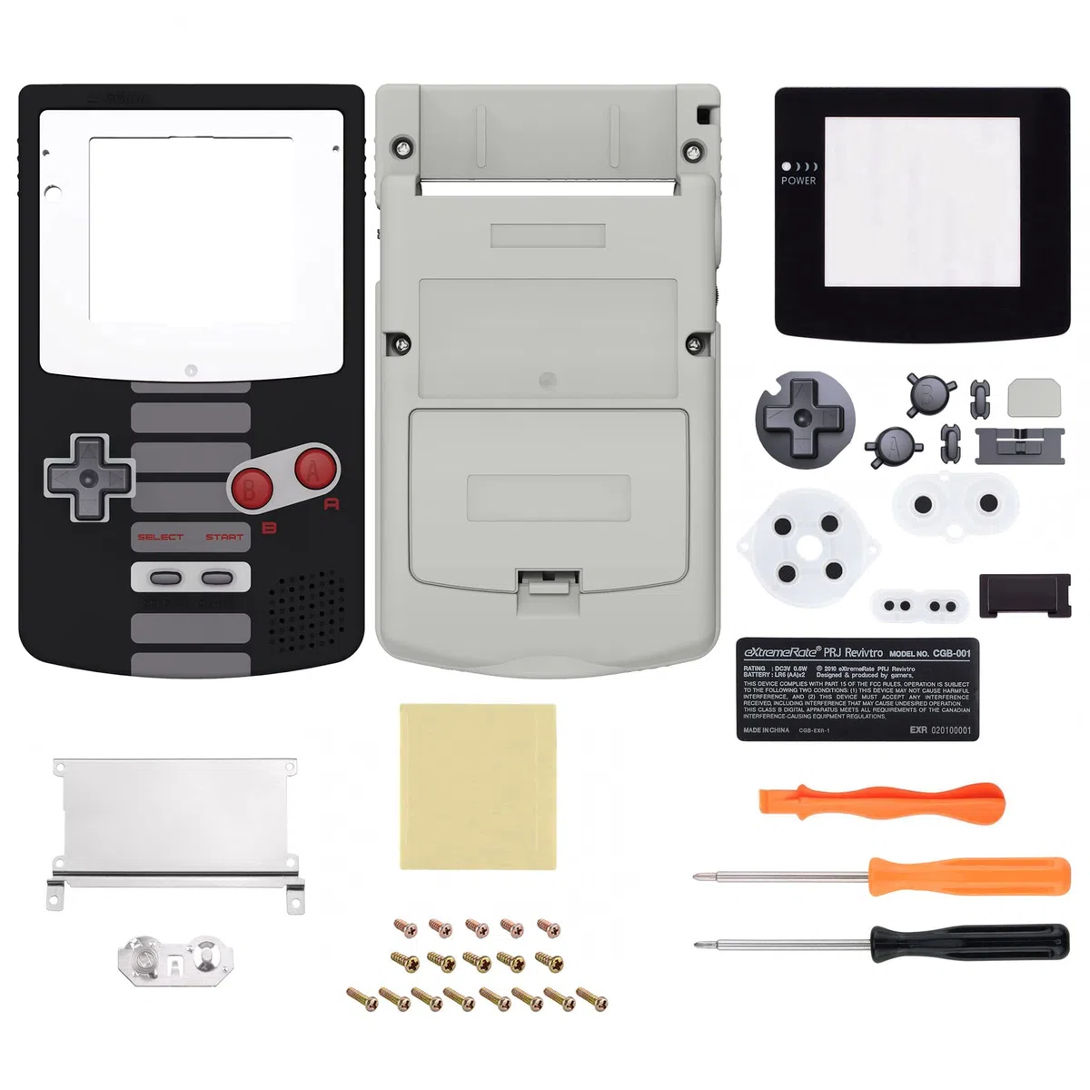 eXtremeRate Carcasa IPS Ready para Game Boy Color (GBC), Compatible con OSD IPS y Pantalla LCD Estándar, Funda con Botones para Game Boy - No Incluye Consola ni Pantalla, Clásicos NES
