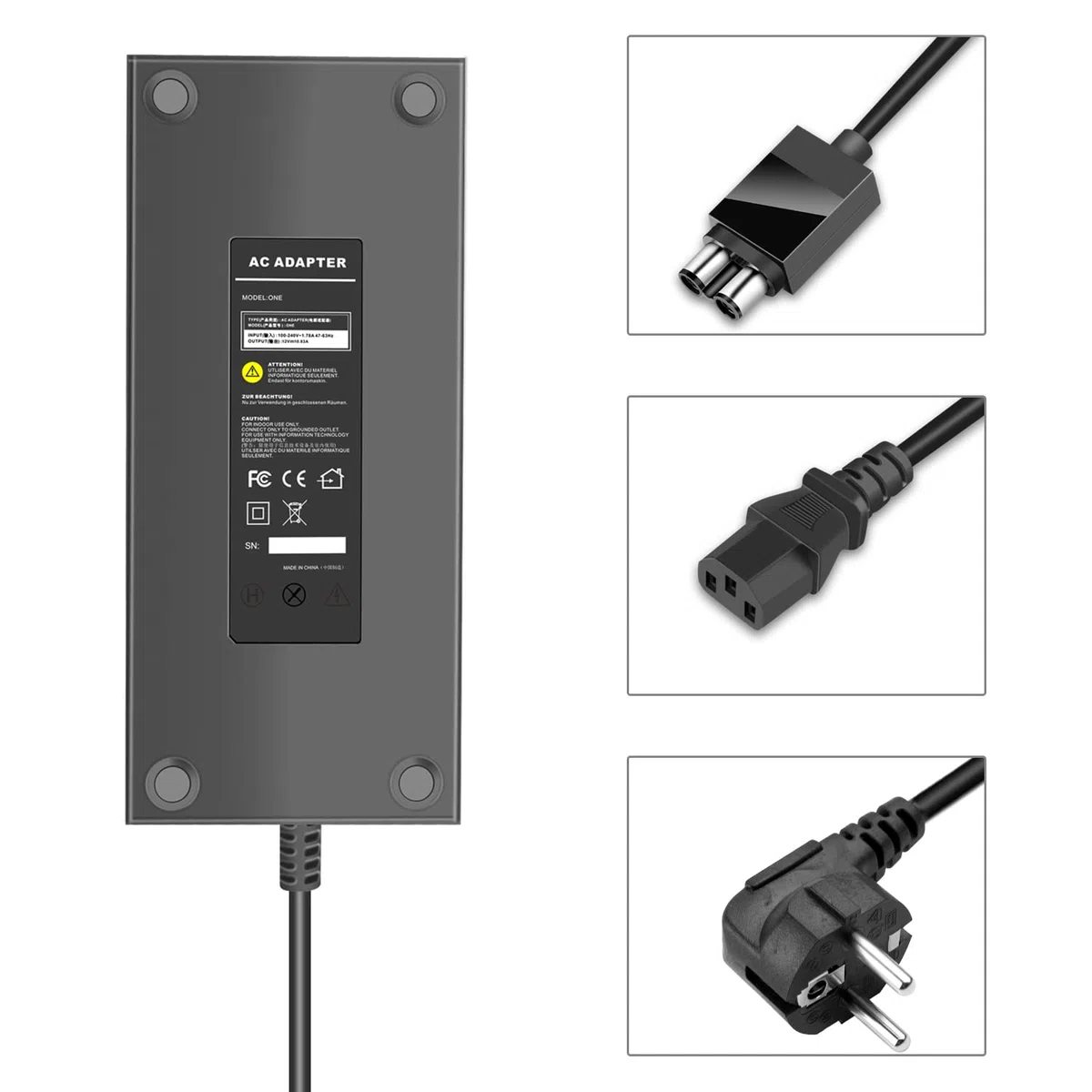 ARyee Cargador Xbox One, Fuente de Alimentación para Xbox One, Adaptador de Corriente AC Cable Cargador de Repuesto, 100-240V para Uso en Todo el Mundo