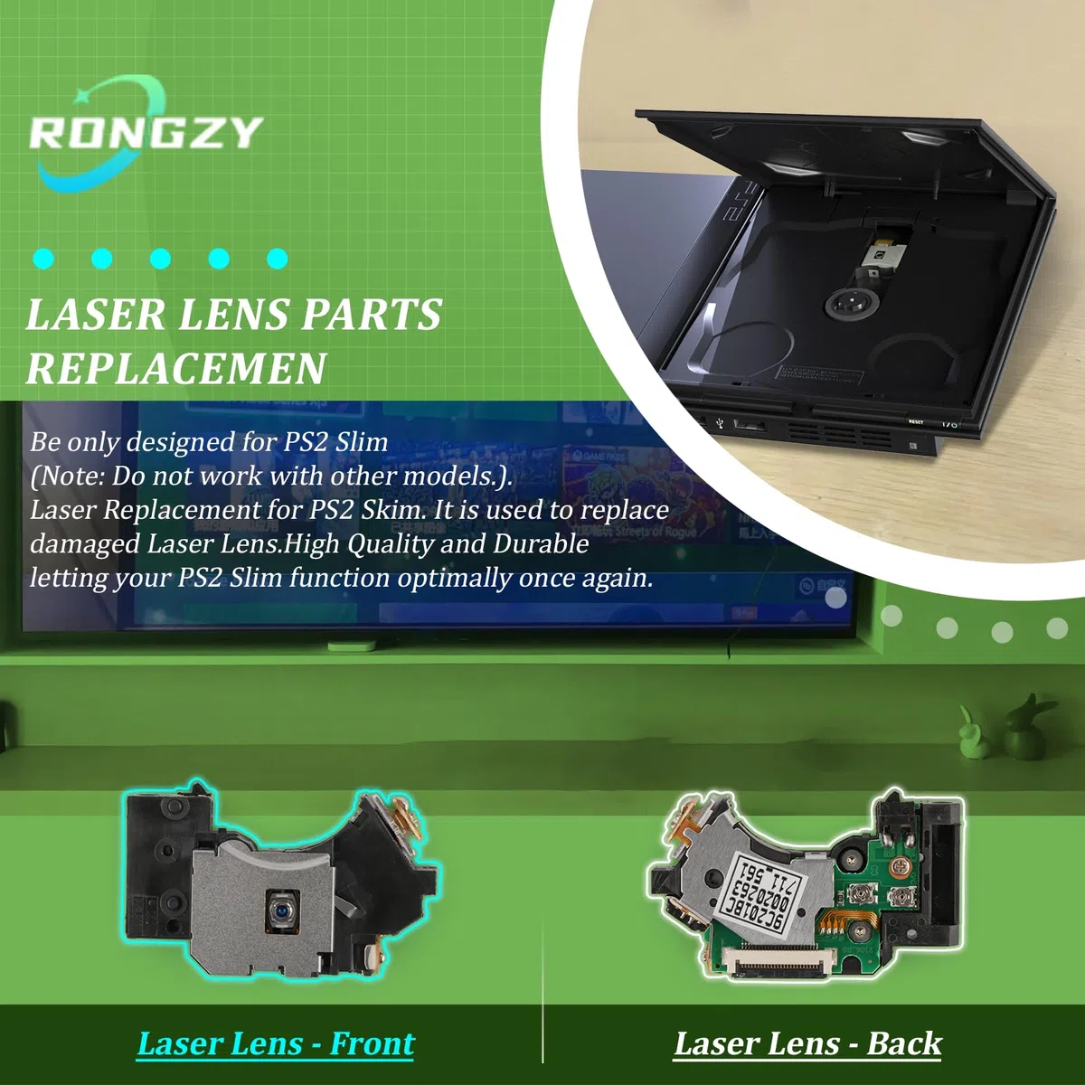RongZy PVR-802W Laser Lens para PS2 Slim 7W 9W Lente Láser Reemplazo con Herramientas de Reparación