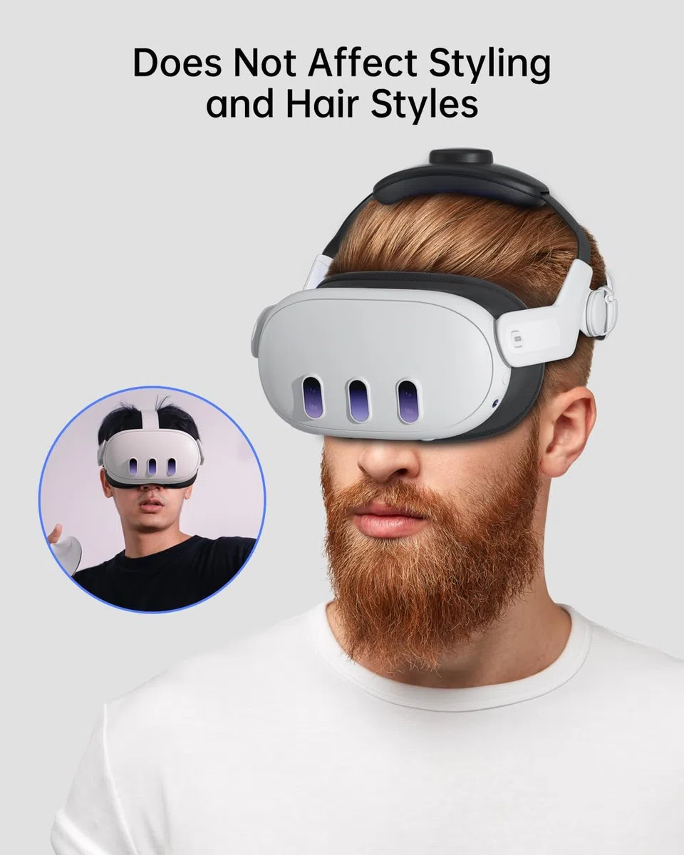 ZYBER - Correa universal para la cabeza para Meta Quest 3S/3, cómoda y ajustable, adecuada para todas las formas de cabeza, ideal para juegos, películas y fitness