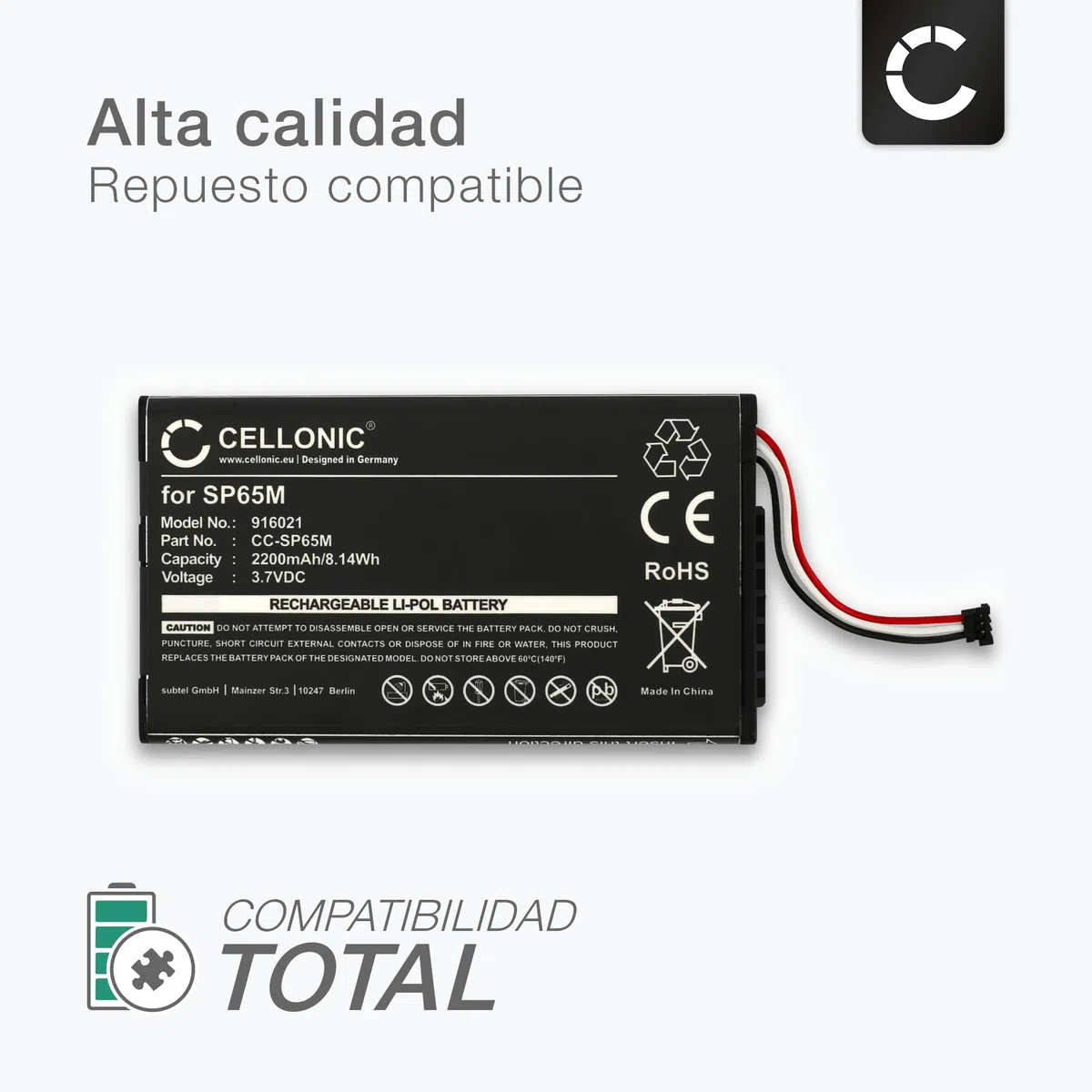 CELLONIC 1x Batería para Videoconsola Compatible con Sony PS Vita (PCH-1000 / PCH-1004), PS Vita (PCH-1100 / PCH-1104), SP65M - (2200mAh, 3.7V) + Juego de Herramientas