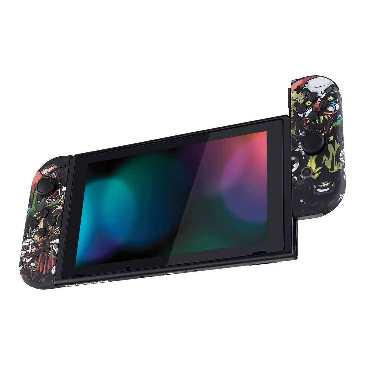 eXtremeRate Carcasa con Botones para Nintendo Switch - Funda Protectora de Reemplazo para Joycons y Consola, Shell Placa con Teclas para Nintendo Switch Accesorios (Fiesta de Miedo)