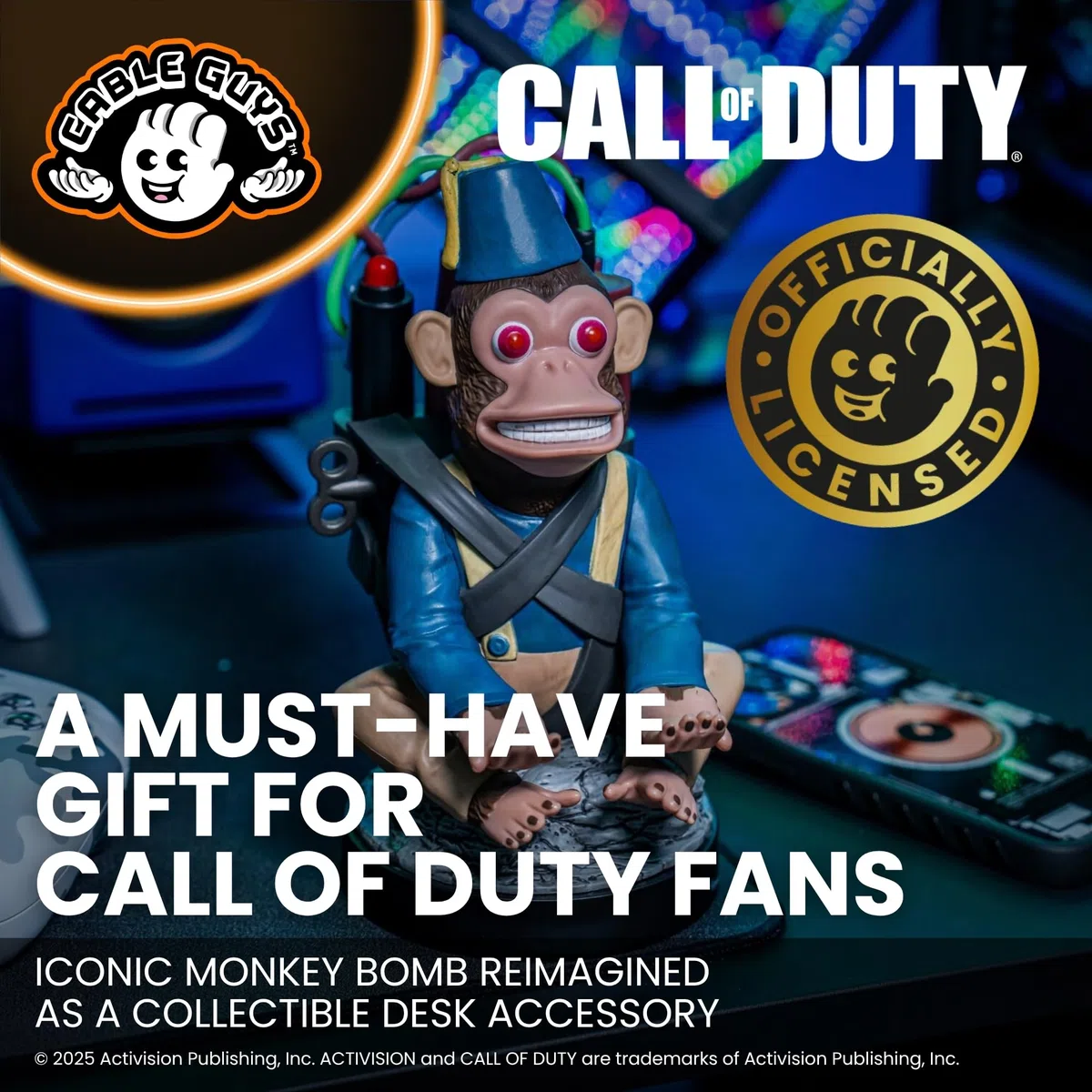 Cableguys Call of Duty Monkey Bomb Soporte Mando y Movil - Figuras Soporte para movil y Mando, Compatible con Xbox, PlayStation y la mayoría de mandos estándar, Accesorios Escritorio Gaming