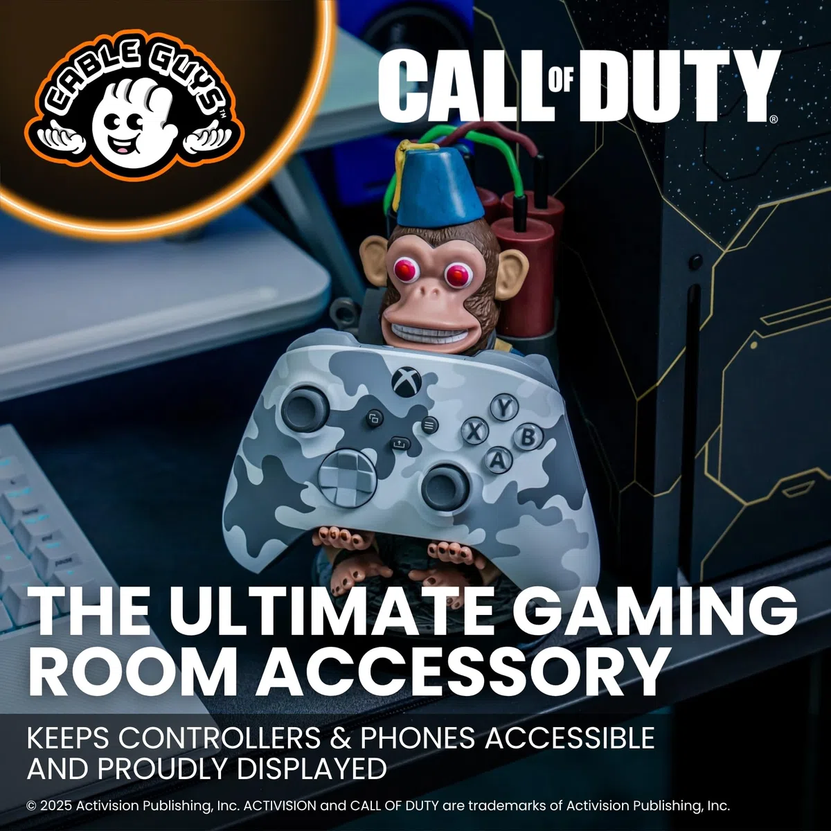 Cableguys Call of Duty Monkey Bomb Soporte Mando y Movil - Figuras Soporte para movil y Mando, Compatible con Xbox, PlayStation y la mayoría de mandos estándar, Accesorios Escritorio Gaming