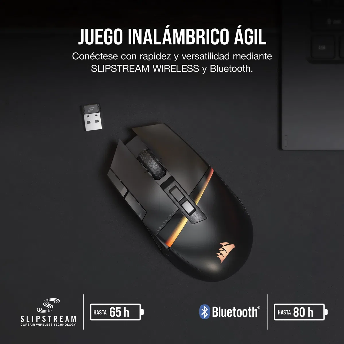 Corsair DARKSTAR Ratón Inalámbrico RGB para Juegos MMO - 26.000 PPP - 15 Botones Programables - Batería hasta 80 Horas - Compatible con iCUE - PC, PS5, PS4, Xbox - Negro