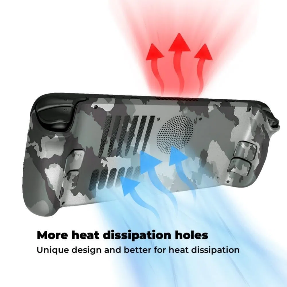 Hzxkqmil Placa Trasera de Repuesto para Steam Deck/Steam Deck OLED, Consola de Mano Panel Inferior con Ventilación de Refrigeración y Disipación de Calor (Camuflaje)