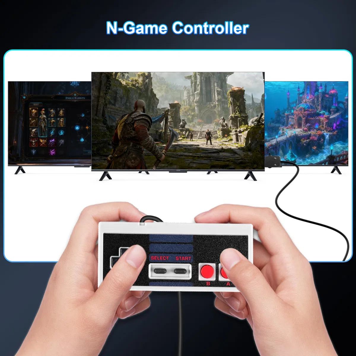 Binghe NES Game Controller, Mini Classic Edition Controller con NES Interfaz y Compatible con Nintendo NES/PC/M-A-C/Raspberry Pi 3(2 Piezas)