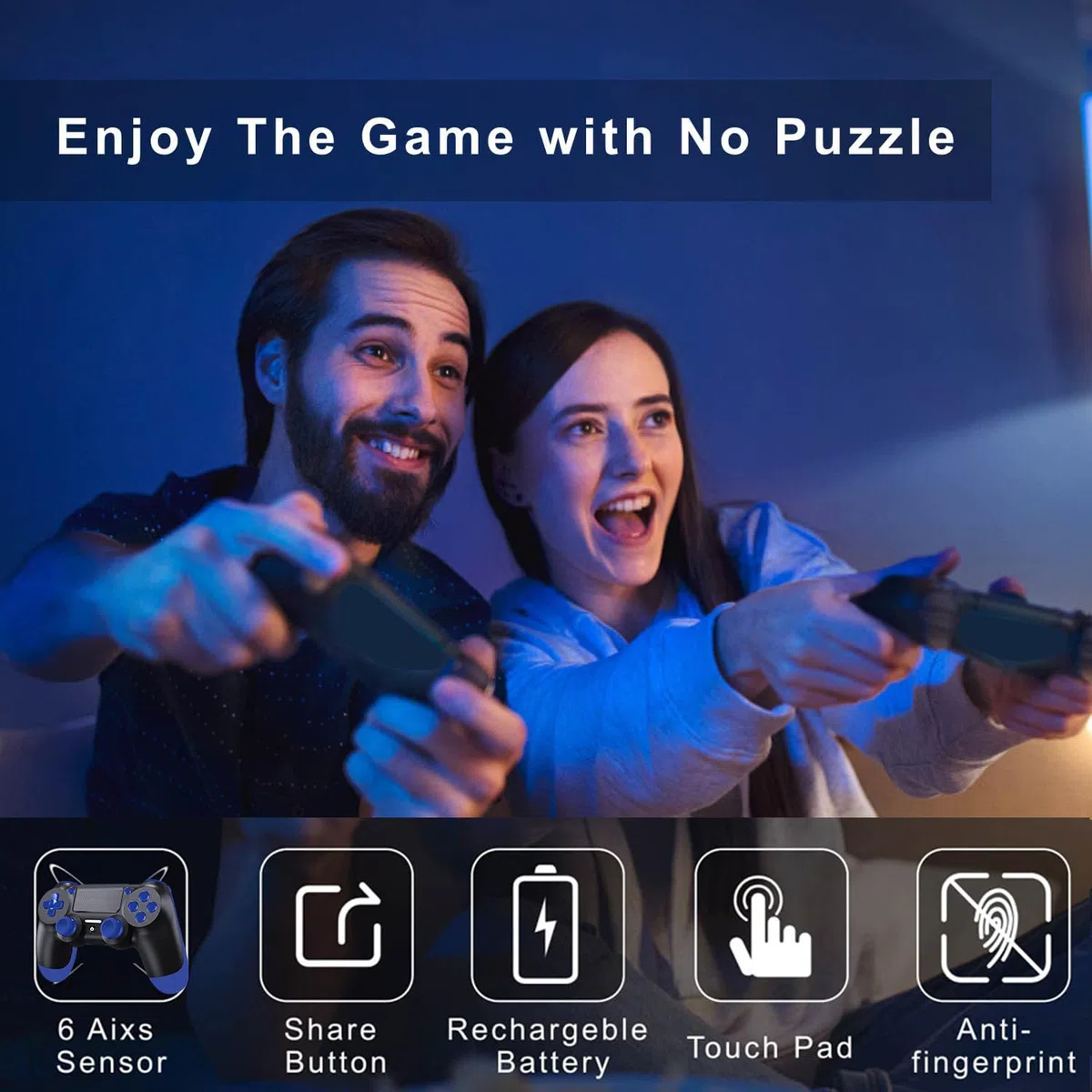 Mando Inalámbrico para PS4, Mando para PS4, con clavija de audio, Vibración y Seis Ejes, Panel Táctil, Mando para PS4/Slim/Pro/PC
