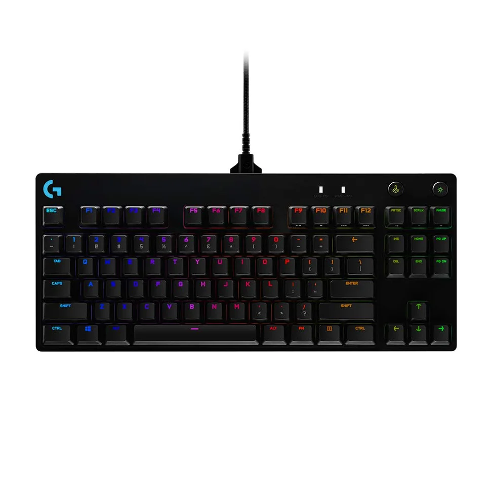 Logitech G Pro Teclado mecánicopara Gaming,Diseño sin Teclado numérico ultraportátil,Cable Micro USB extraíble,Teclas retroiluminadas RGB LIGHTSYNC con 16,8 Millones de Colores,US INT'L QWERTY- Negro