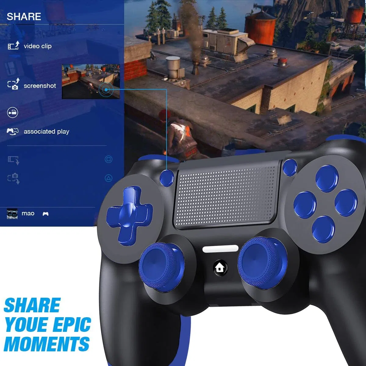 Mando Inalámbrico para PS4, Mando para PS4, con clavija de audio, Vibración y Seis Ejes, Panel Táctil, Mando para PS4/Slim/Pro/PC