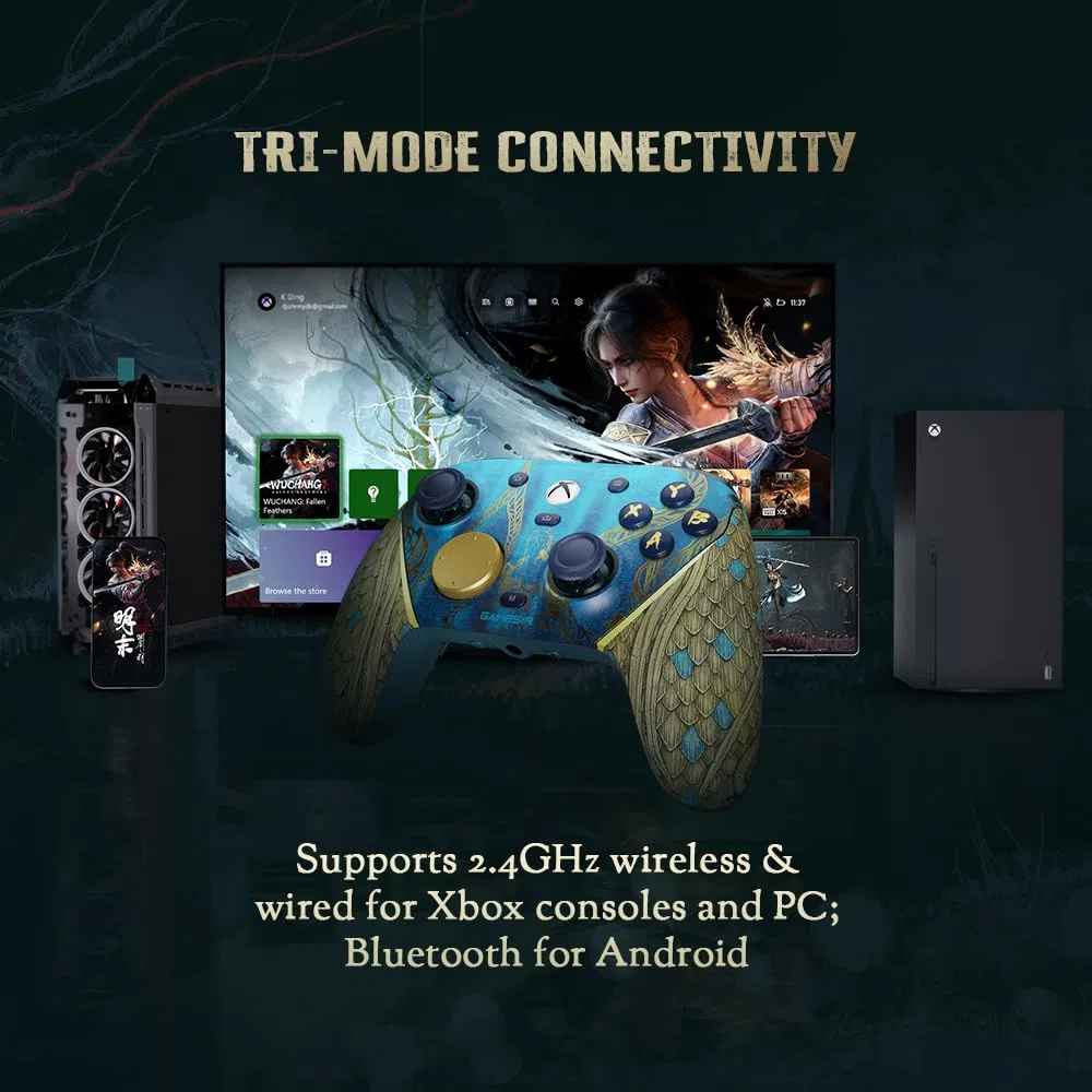 GameSir G7 Pro Mando 1000Hz con Estación de Carga: Xbox Series X|S, Xbox One, Win 10/11 & Android - Joysticks TMR, Gatillos Ajustables & 4 Botones Programables - WUCHANG: Fallen Feathers Edition