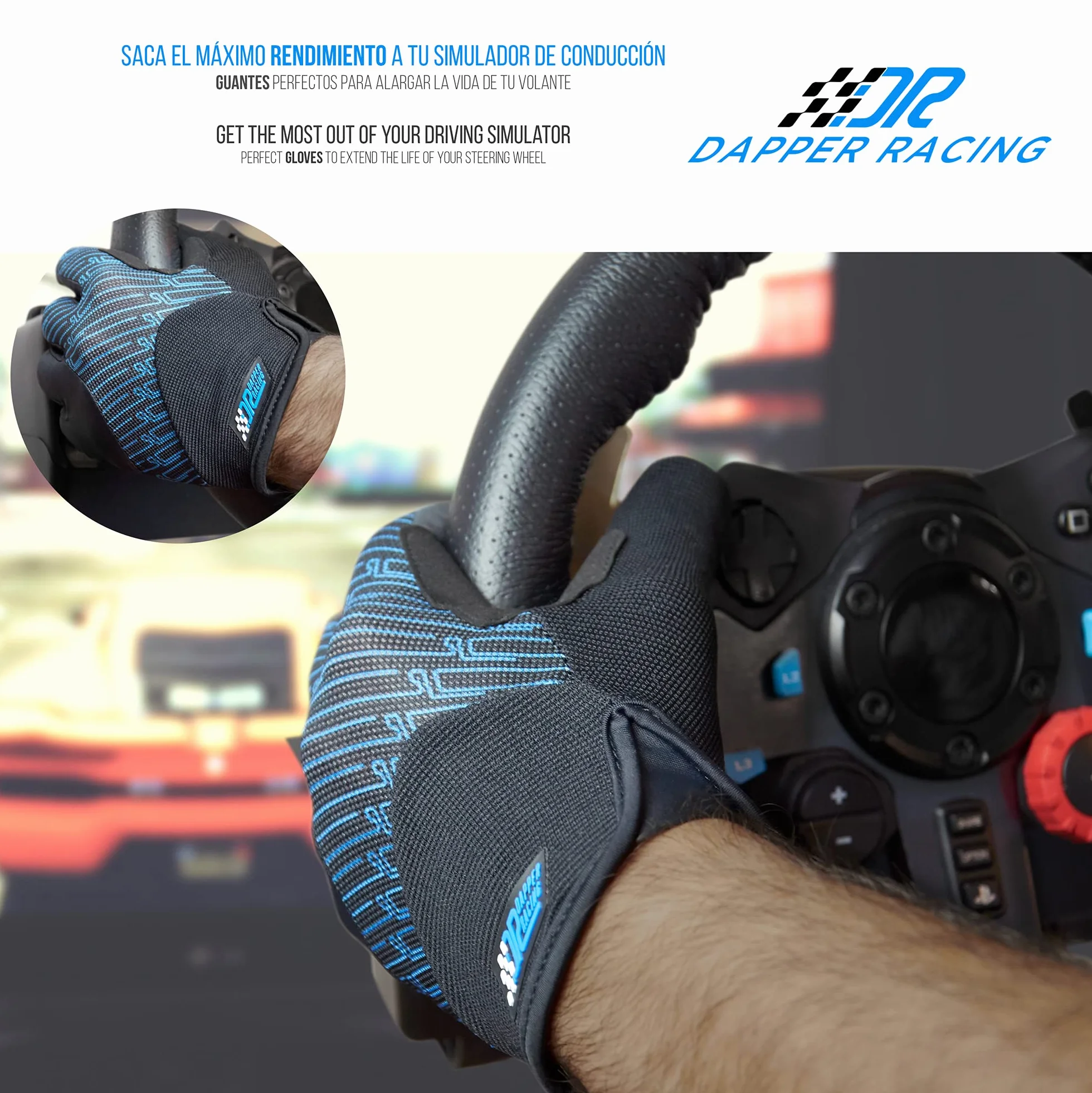 Guantes SIMRACING Aptos para Pantalla táctil | Refuerzo en la Palma | Silicona Antideslizante para Agarre óptimo | Ligeros y Transpirables | Diseñados para Amantes de simuladores