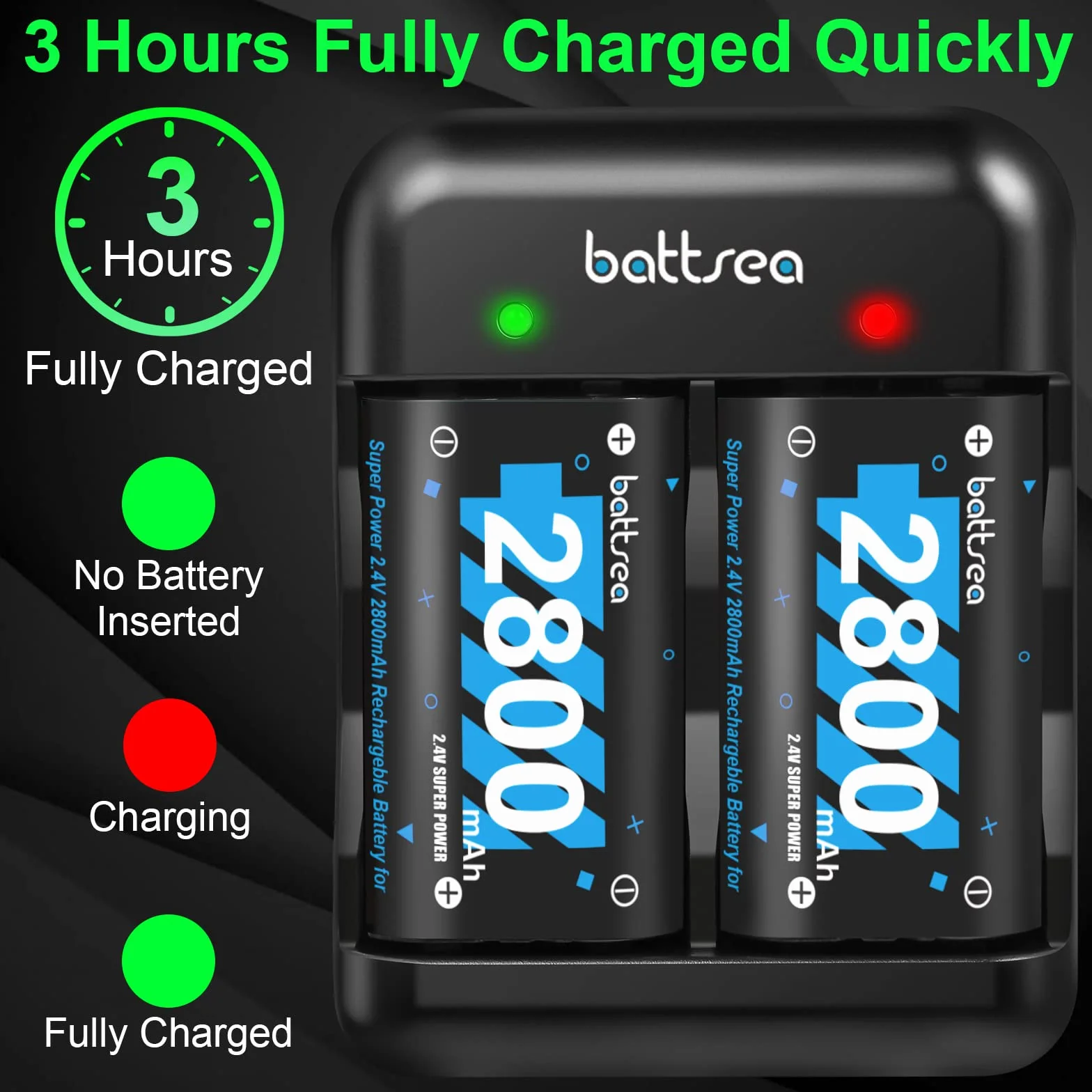 Batería recargable (4 x 2800 mAh, para mando Xbox One/Series con estación de carga rápida, compatible con el kit de accesorios para Xbox One/One S/One X/Series X/Series