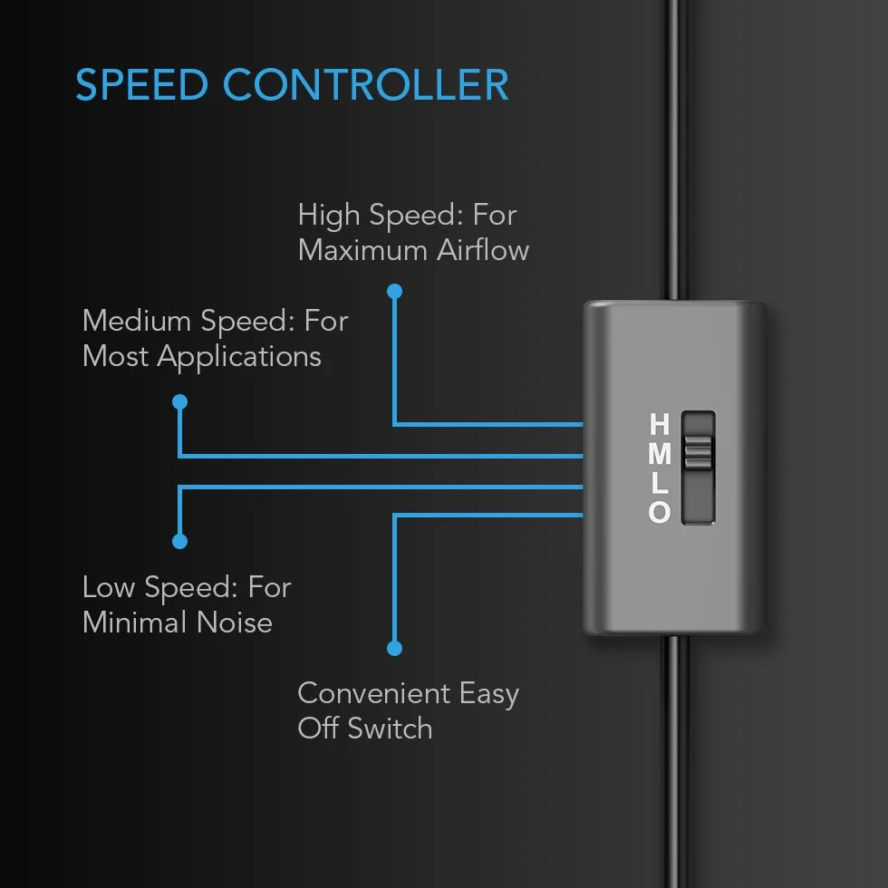 AC Infinity MULTIFAN S4, ventilador USB silencioso de 140mm con certificación UL para refrigeración de gabinetes de ordenador, receptores, DVR, PlayStation y Xbox