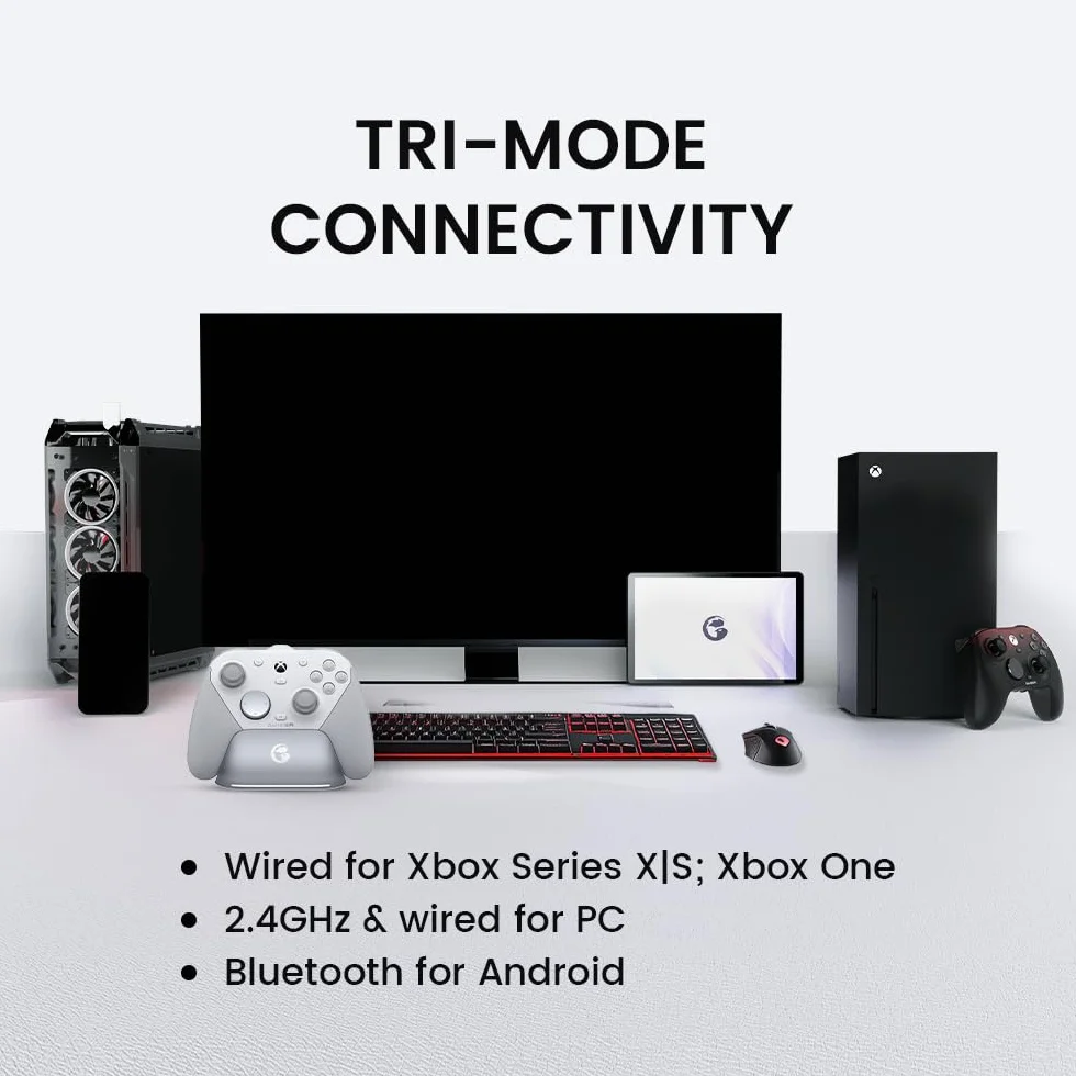 GameSir G7 Pro Mando 1000Hz con Estación de Carga para Xbox Series X|S, Xbox One, Windows 10/11 & Android – Joysticks TMR, Gatillos Ajustables & 4 Botones Programables – Shadow Ember