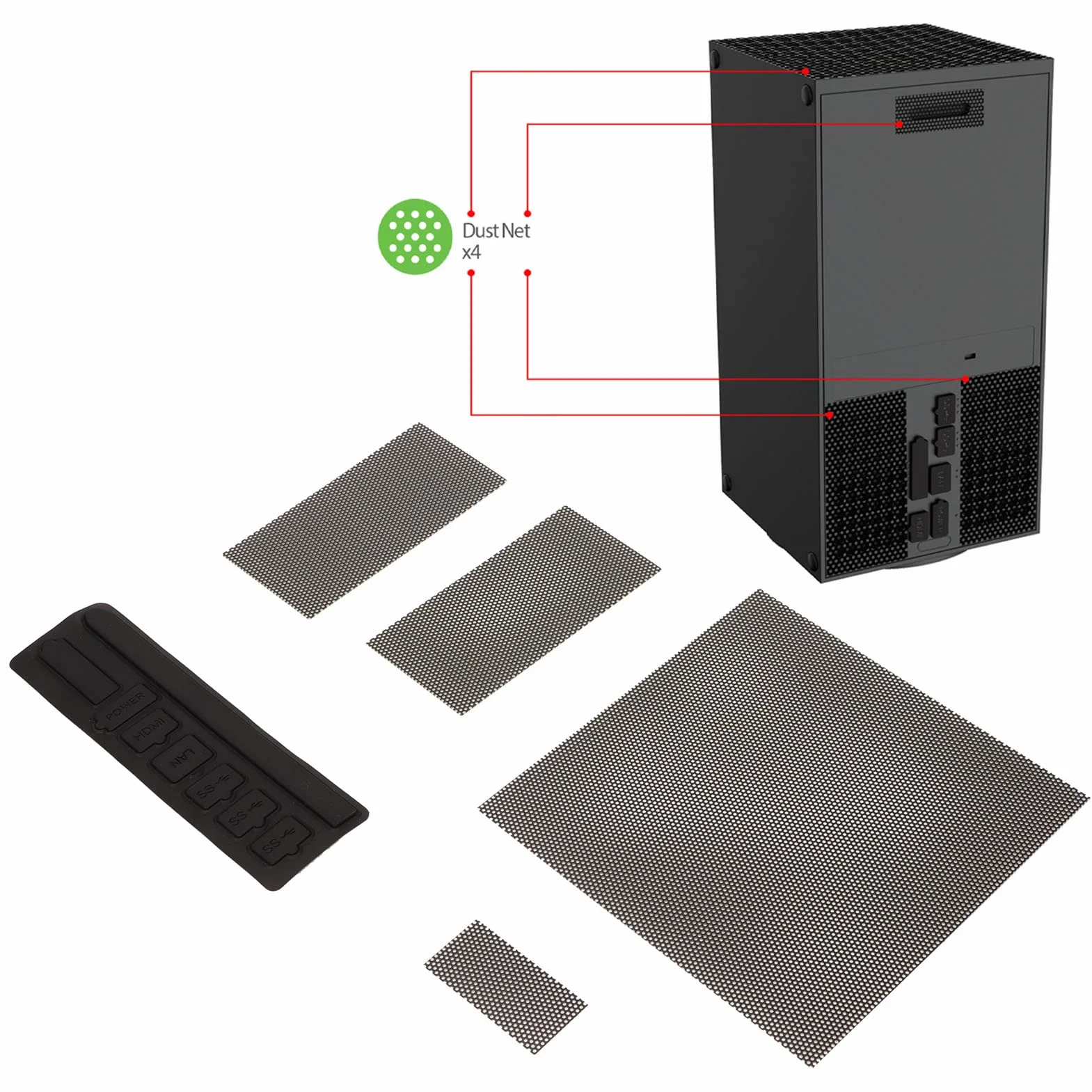 Cubierta Antipolvo para Consolas de Juegos Series X, Reemplazo de Cubierta a Prueba de Polvo de Silicona, con 8 Tapones Antipolvo, 4 Filtros Antipolvo, Cubierta de Filtro a Prueba de Polvo de Ven