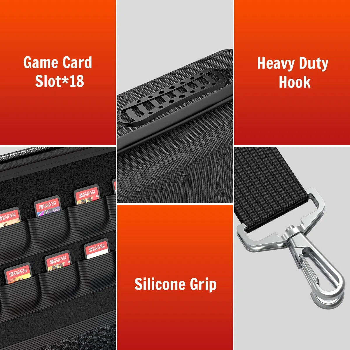 HEYSTOP Funda de Transporte para Consola Nintendo Switch 2, Estuche Protector de Viaje de Gran Capacidad con 12 Ranuras para Tarjetas de Juego para Accesorios de Nintendo Switch 2 2025 Últimos Modelos