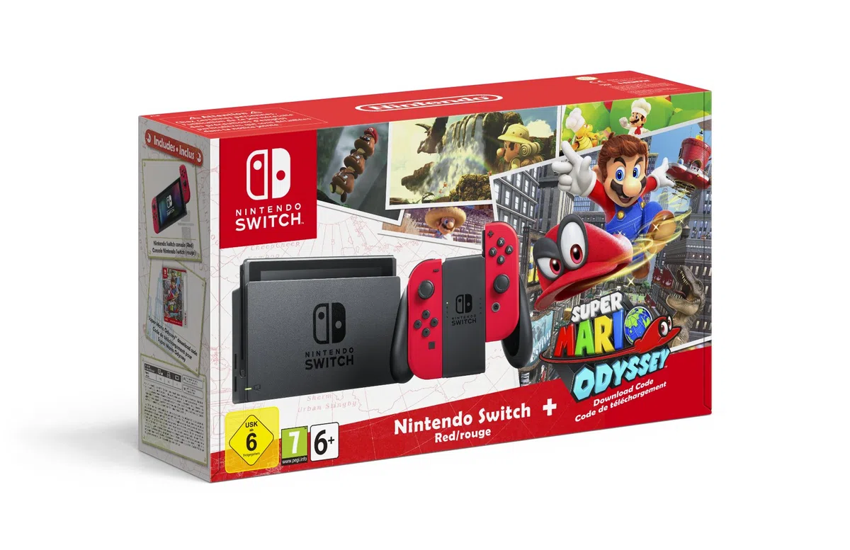 Nintendo Switch - Consola + Super Mario Odyssey Bundle (Código Descarga)
