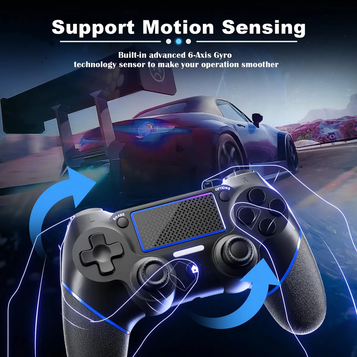 REKBOO Mando inalámbrico para PS4, Joystick Gamepad para PS4/Slim/Pro con Doble Motor de Vibración | Batería 600mah | Panel Táctil | Altavoz Audio Jack 3.5mm