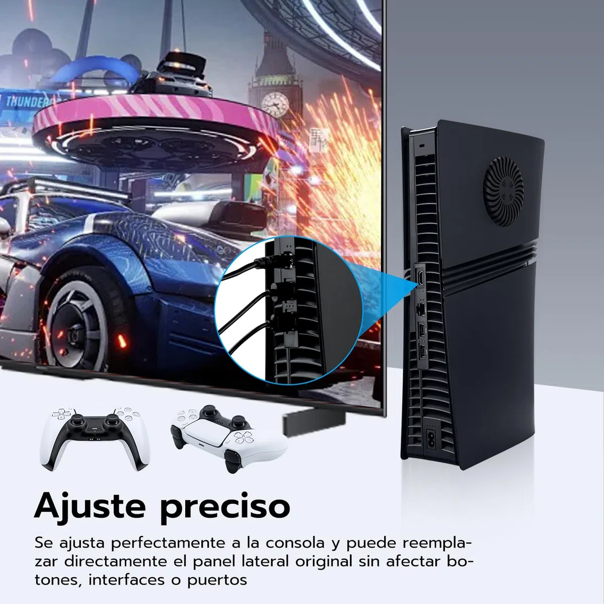 Mcbazel Placas Frontales para PS5 Pro, Cubiertas Ventiladas y Antiarañazos Compatibles con la Edición de Disco de PS5 Pro - Negro