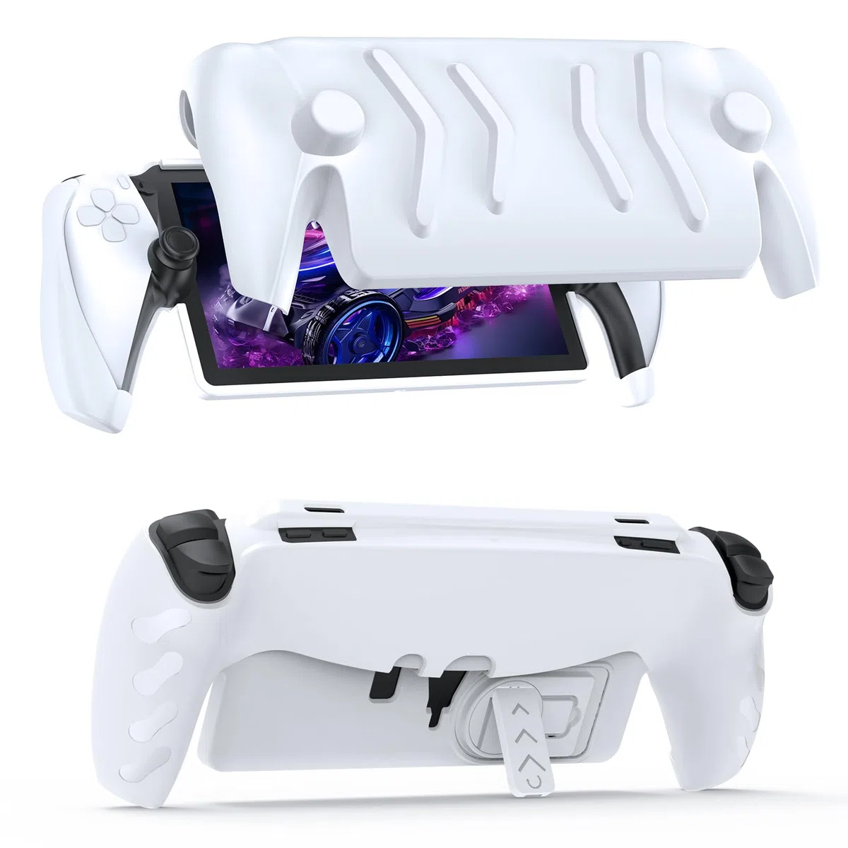 Funda Protectora Completa Compatible con Reproductor Remoto PlayStation Portal, Funda para Portal PS5 con Carcasa Frontal Desmontable, Funda Trasera, diseño de Mano Esmerilado (Blanco)