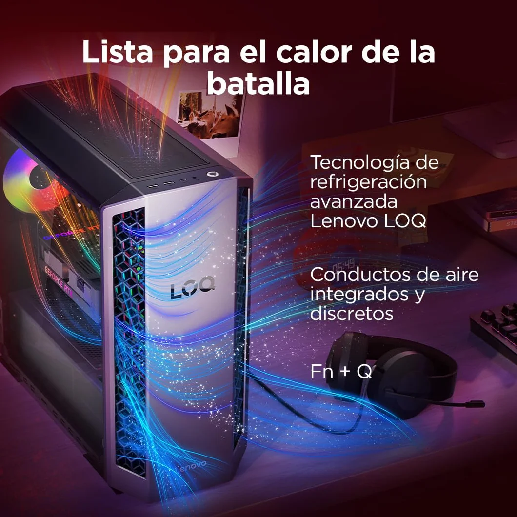 Lenovo LOQ Tower Gaming (AMD Ryzen 7 8745HX, NVIDIA GeForce RTX 5060, 16 GB RAM, 1 TB SSD, 26L, Wi-Fi 7, Sin Sistema Operativo) - Color Gris