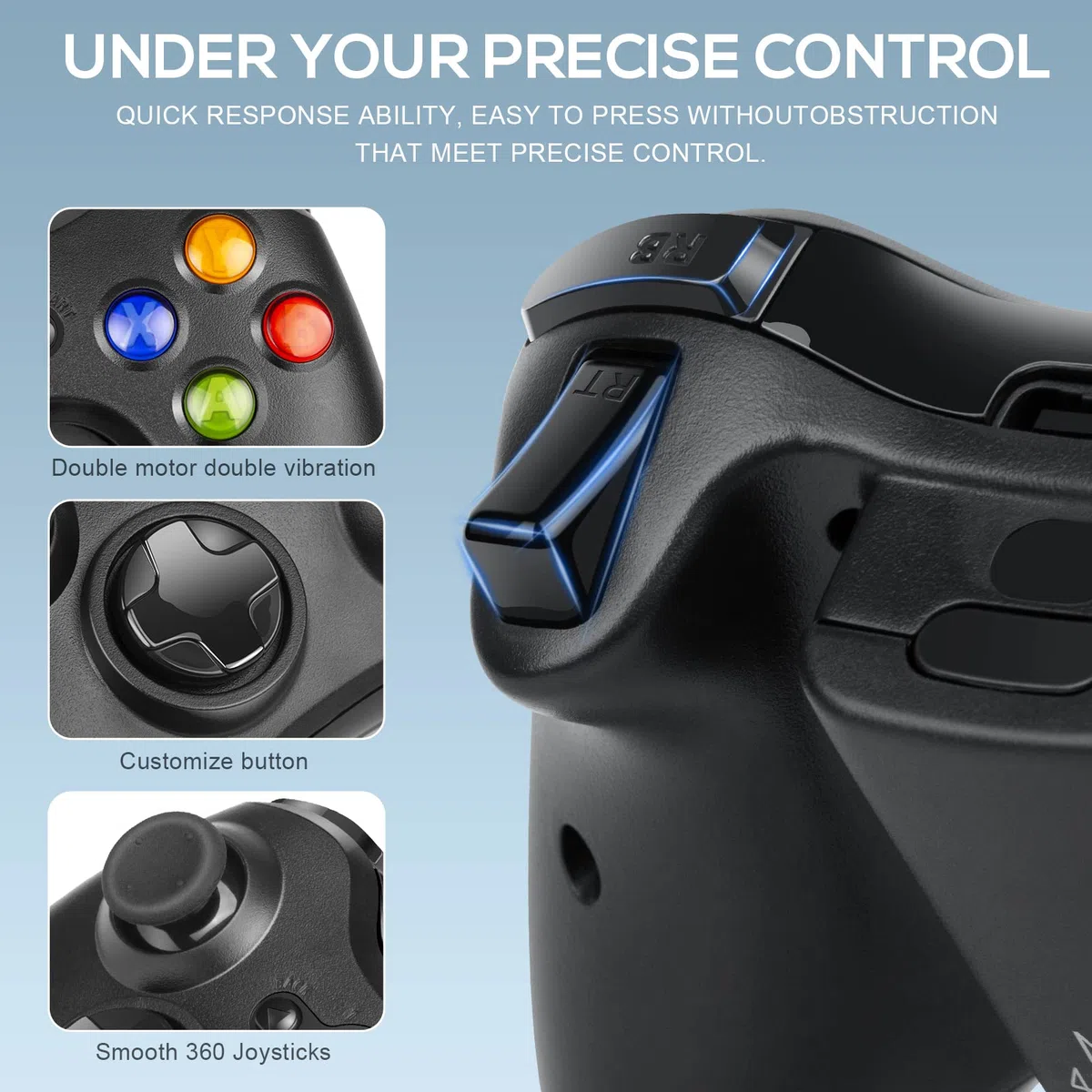 Labtec Mando Inalámbrico para Xbox 360, Mando de Juego Inalámbrico 2.4GHZ para Consola Xbox 360 & Slim y PC Windows XP/7/8/10/11 (Negro)