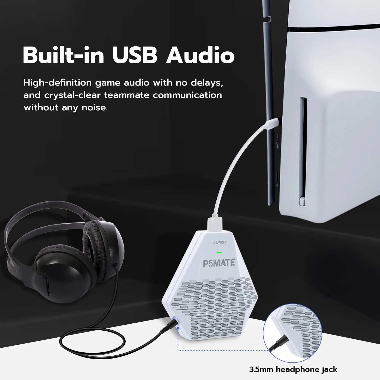 Besavior P5 Mate Adaptador USB para PS5/PS5 Slim, Accesorios de Conversor de Juegos para PS5, Compatible con Juegos multijugador, Baja latencia