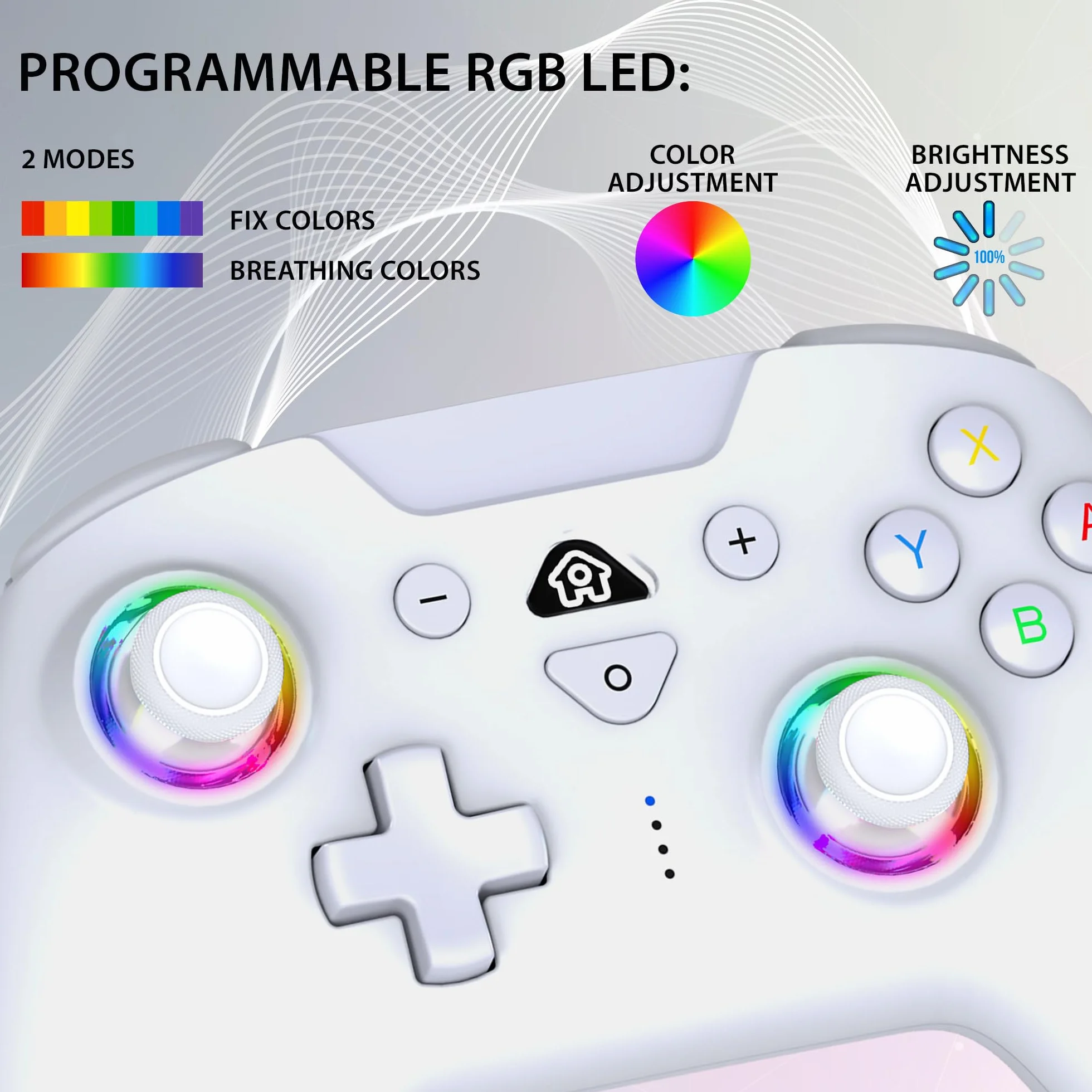 Subsonic – Mando para Nintendo Switch/Switch 2 - Mando Switch inalámbrico bluetooth con LED, vibración y giroscopio - Blanco