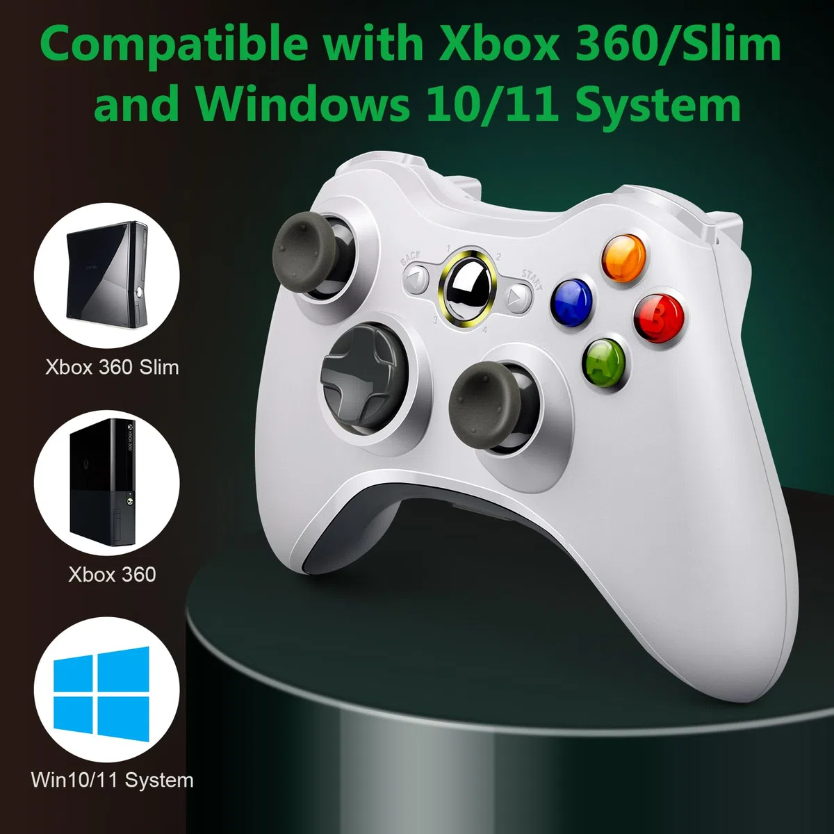 Labtec Mando Inalámbrico para Xbox 360, Gamepad Joystick Inalámbrico 2.4GHZ para Consola Xbox 360 & Slim y PC Windows XP/7/8/10/11