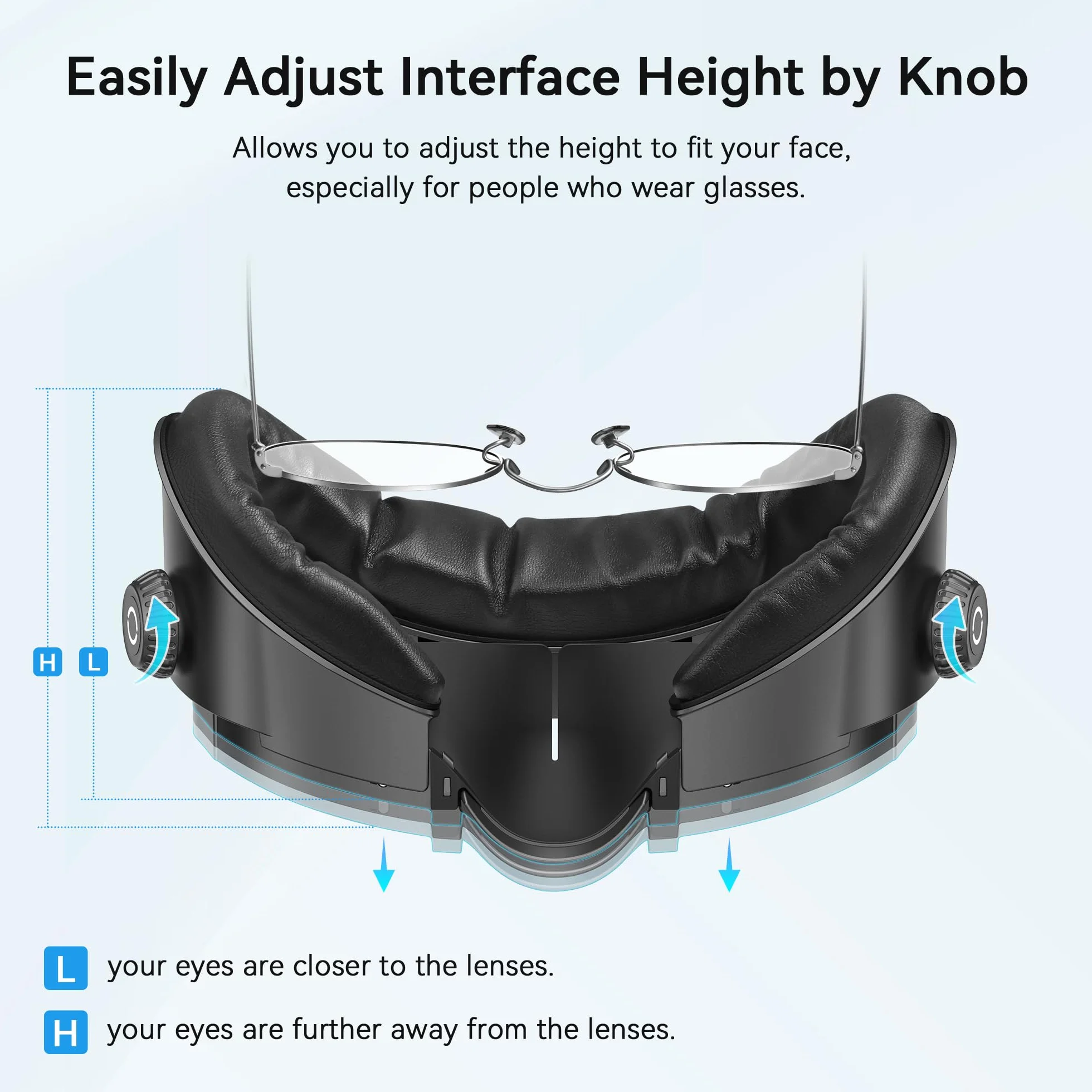 AMVR Upgraded Comfort Face Cover Pad Interfaz Facial Compatible con Q3 Accesorios, con Perilla Ajustable, con Cojín Facial de PU y Algodón de Seda de Hielo Transpirable