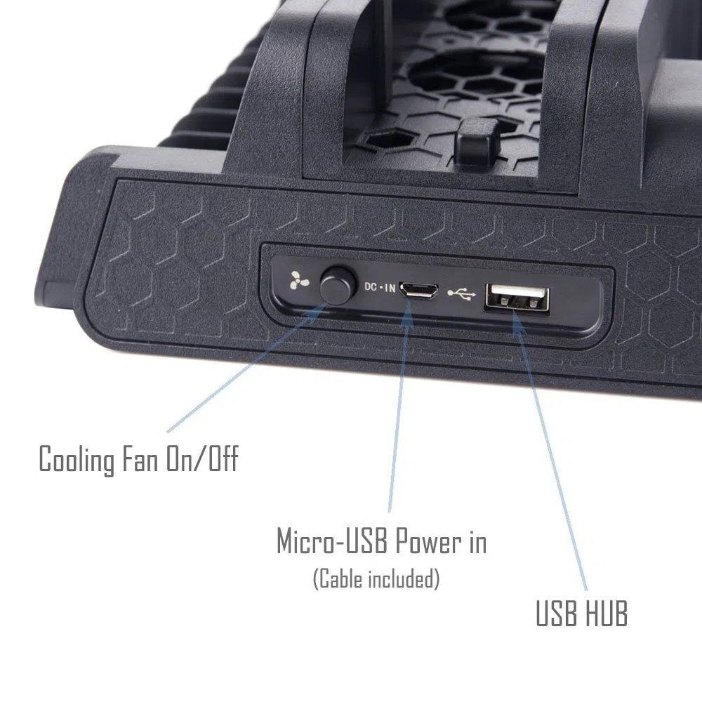 ElecGear Playstation 4 Refrigeración Soporte Vertical con Ventiladores, Estación de Carga de Mandos Charger Cargador con 12x Juego Stand para DualShock 4 Controller y PS4, PS4 Slim, PS4 Pro