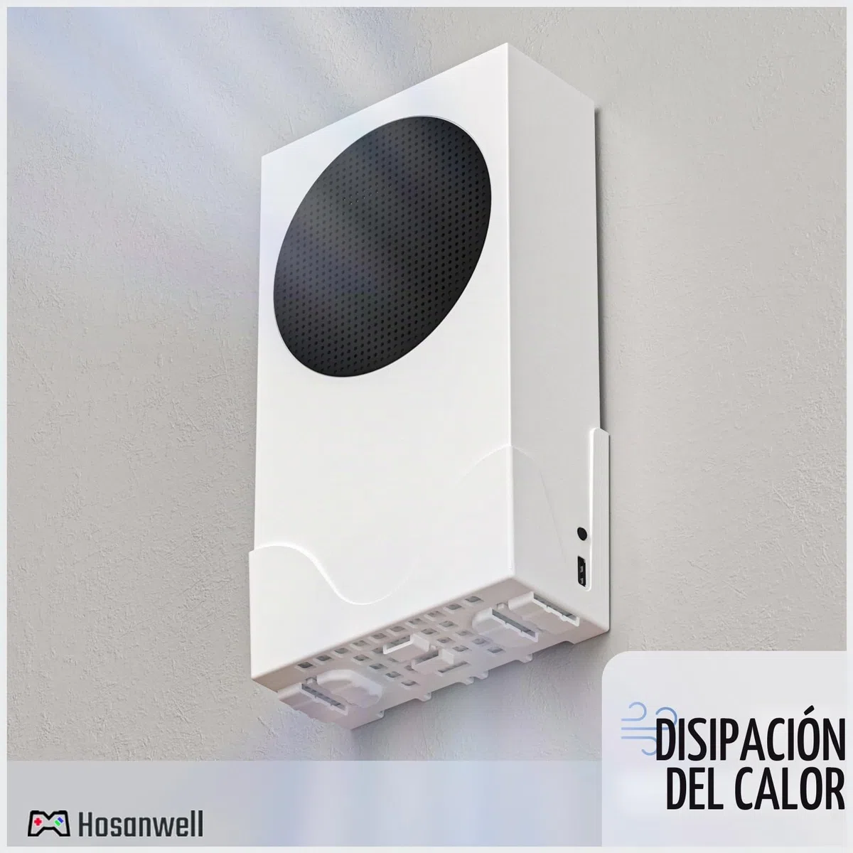 Hosanwell Soporte Pared para Xbox Series S, Montaje Pared para Consola, Controlador y Auriculares, Soporte Sólido con Tornillos y Orificio de Ventilación para una Fácil Instalación
