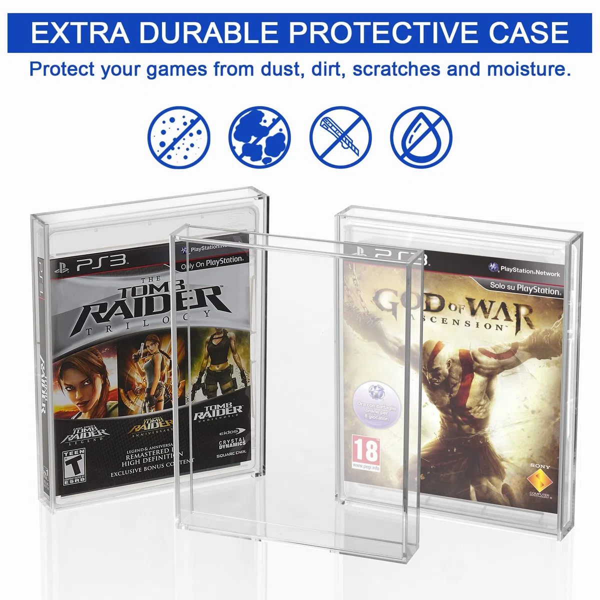Funda protectora de acrílico transparente para videojuegos, para PS3, PS4, PS5 y Xbox One, 3 mm de grosor, a prueba de polvo, soporte de almacenamiento de pared para juegos (paquete de 1)