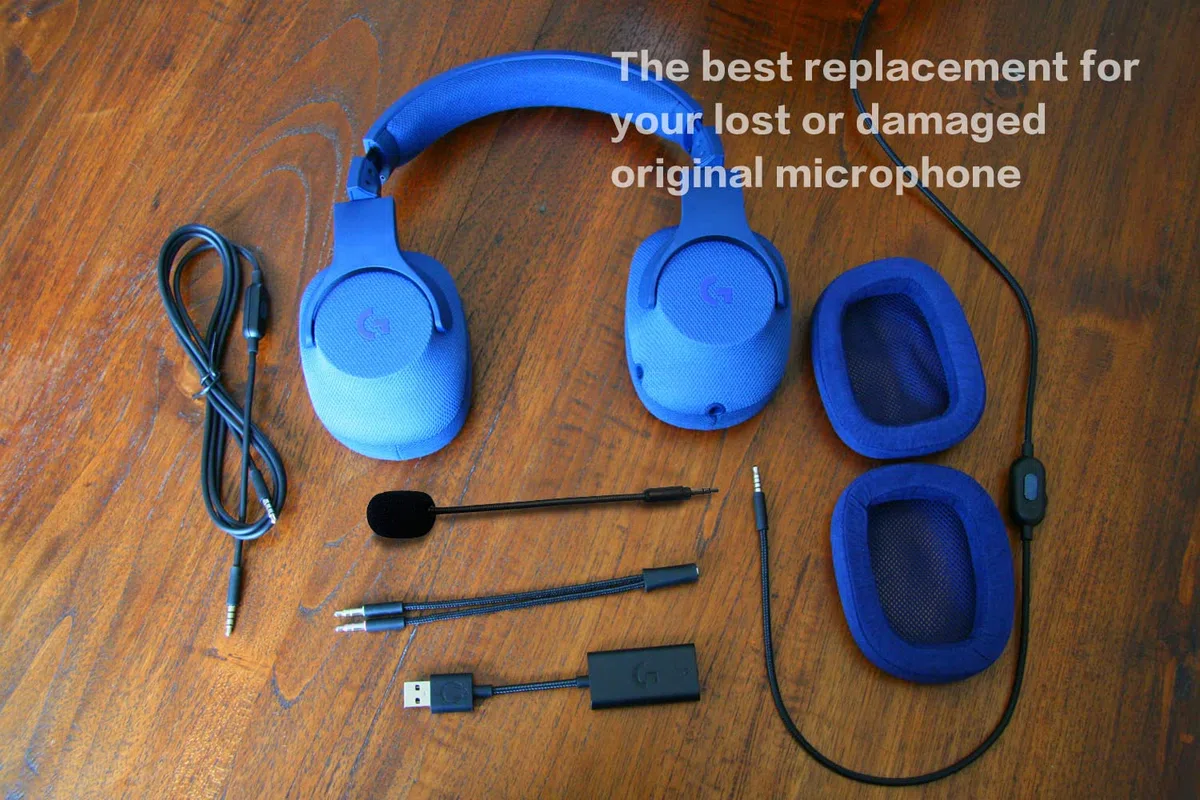 Micrófono de repuesto para auriculares Logitech G233 / G433 en PS4 PS5 Xbox One PC, micrófono desmontable de 3,5 mm