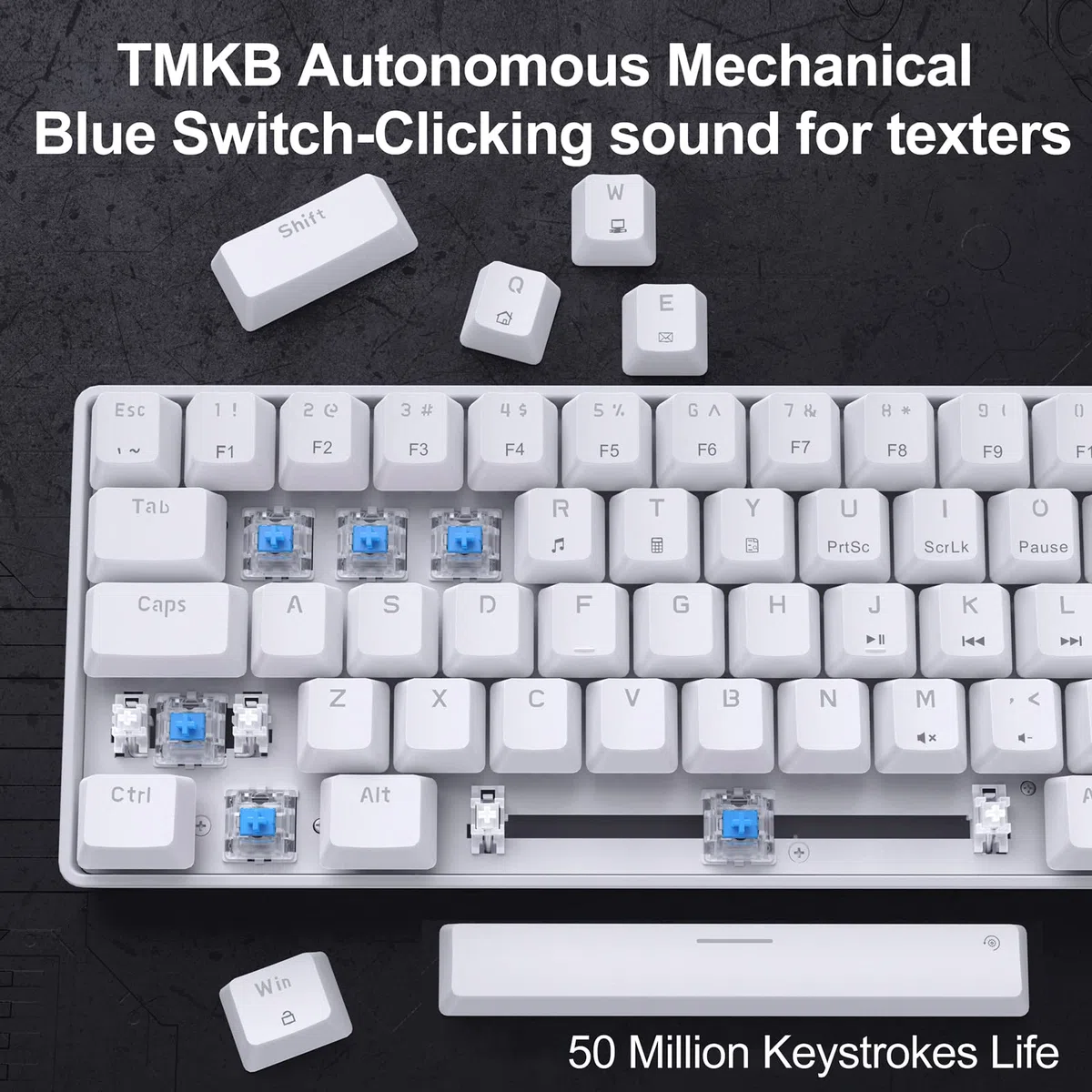 Dierya T68SE Teclado Mecánico Gaming Mini 60% Blue Switch Mechanical Keyboard con Retroiluminación LED,Cable USB-Type C,Teclado Ultra-Compacto 68 Teclas Anti-Fantasma US Layout para PC/Windows