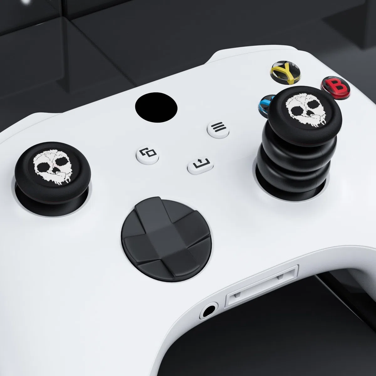 Extensor de pulgar que no se cae y funda de agarre de silicona, 2 juegos para Xbox Series X/S y Xbox One S/X (blanco fantasma)
