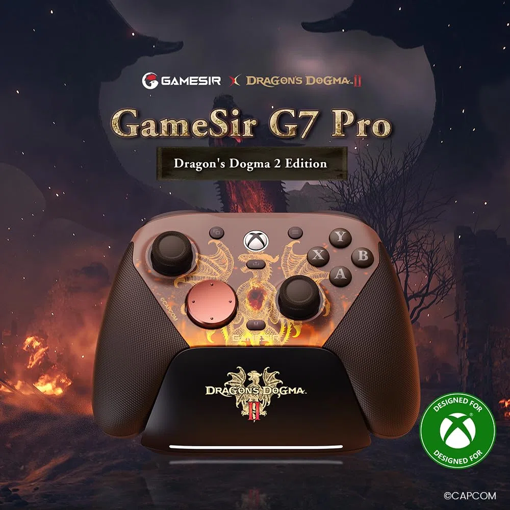 GameSir G7 Pro Mando con cable para Xbox Series X|S, mando inalámbrico para PC, joysticks TMR, gatillos de efecto Hall, frecuencia de sondeo de 1000 Hz (PC), base de carga, edición Dragon’s Dogma II