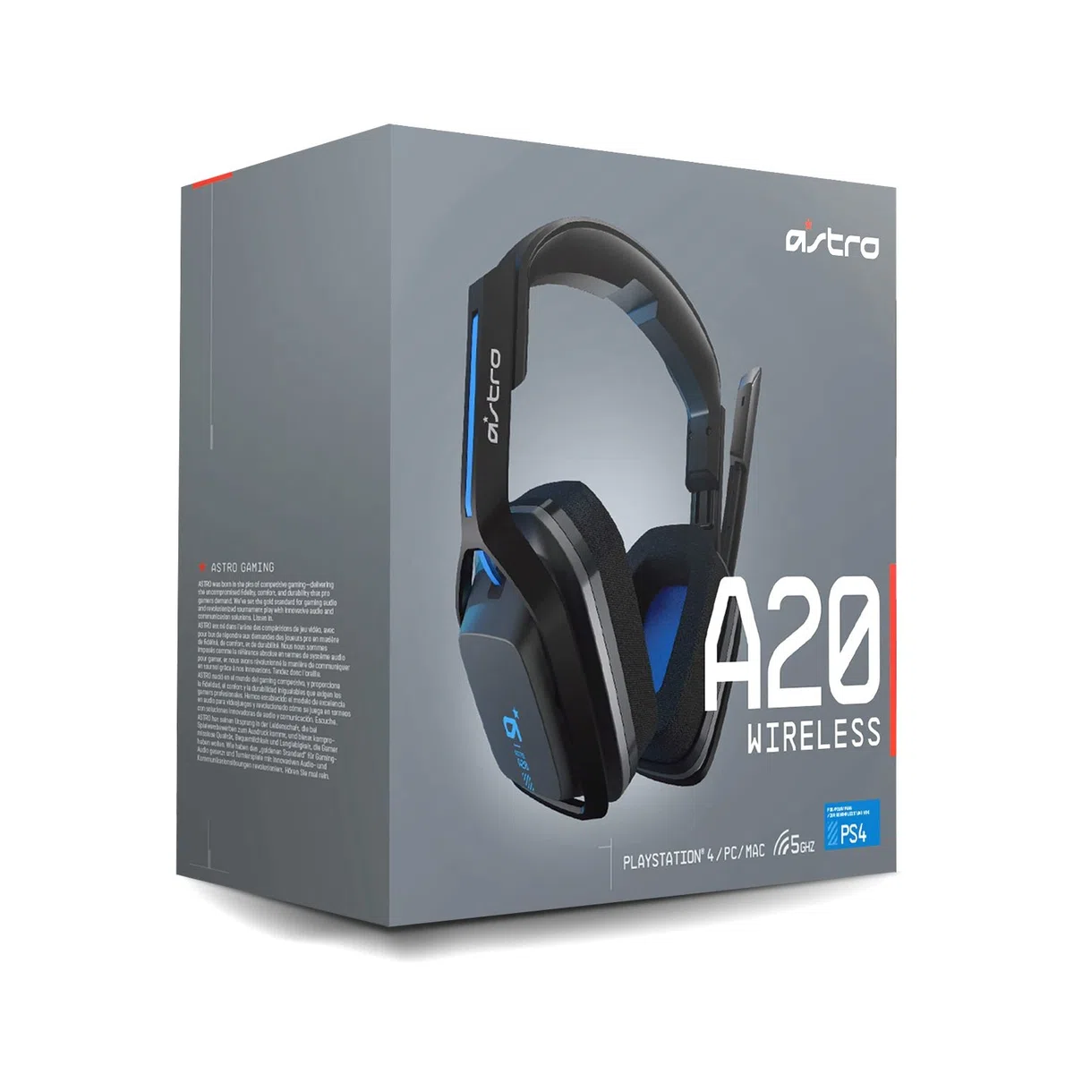 ASTRO Gaming A20 Auriculares inalámbricos, Astro Audio, Dolby Atmos, 15hrs de batería, Construcción Resistente, 5.8 GHz inalámbricos, para PS5, PS4, PC, Mac, Switch - Negro/Azul