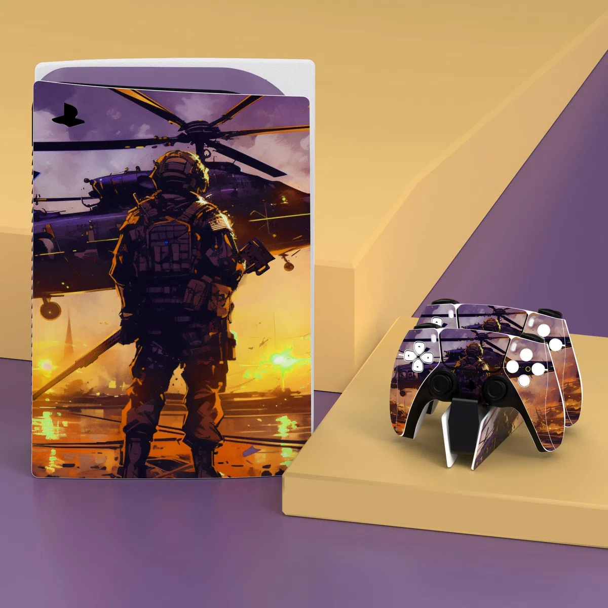 PlayVital Calcomanía Vinilo para ps5 Edición Disc - Pegatina Completa para Consola, Control, Estación de Recarga, Control Remoto y Audífonos, Skins Cubierta Protectora Adhesiva(Amanecer)