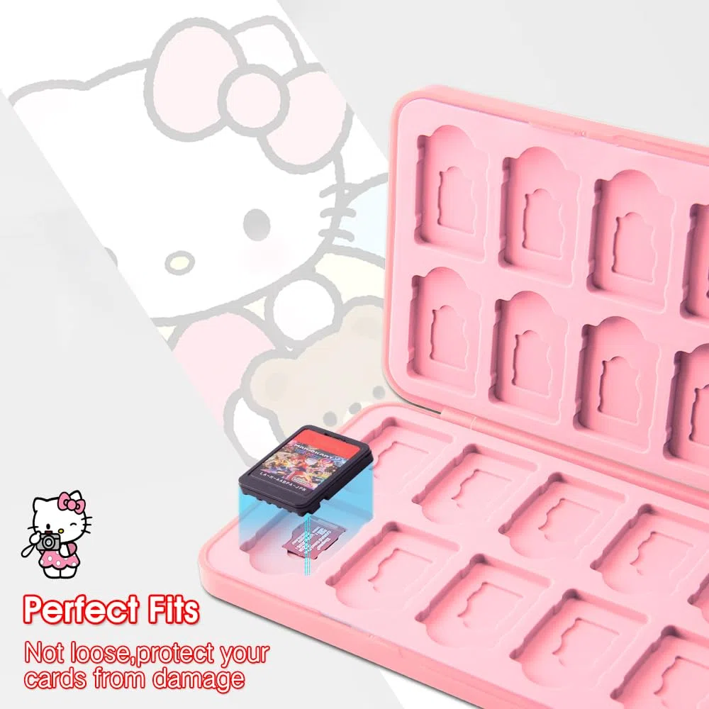 PERFECTSIGHT Bonita funda de juego para Switch, Switch OLED, Switch Lite con 24 ranuras para tarjetas de juego, Heart Kt, 24 Slots, Tarjetero