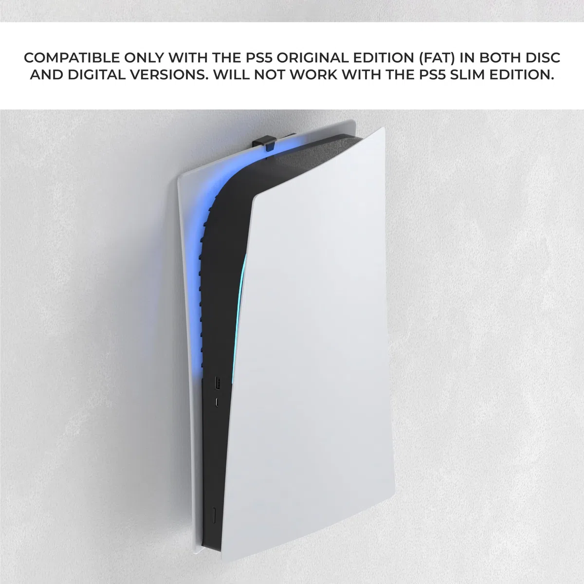HumanCentric Soporte de Pared Compatible con PS5 Fat Original con 2 Soportes para mandos, Soporte de Metal de Pared de PS5 Fat, para versión Disco y Digital, no Compatible con PS5 Slim